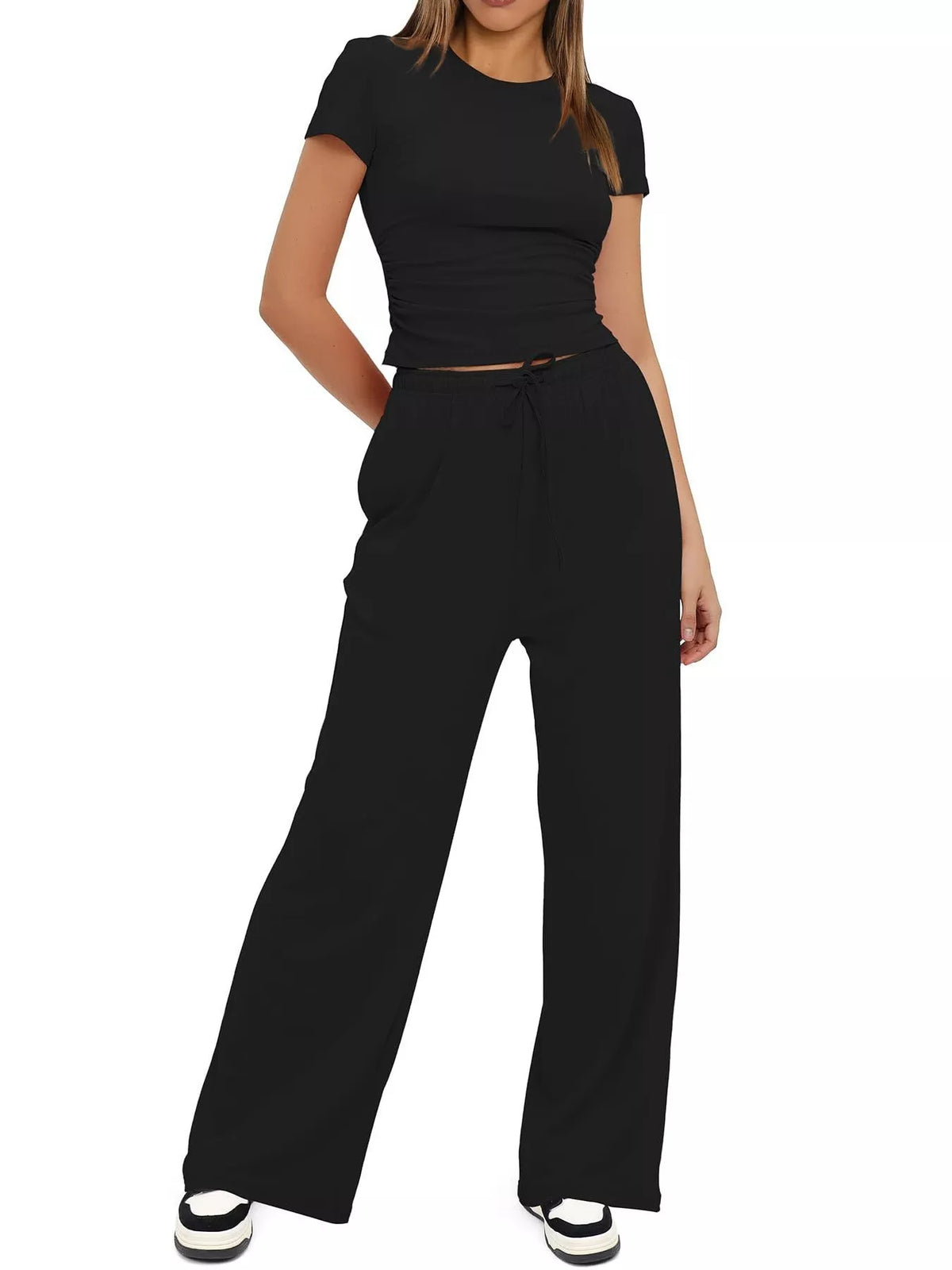 Short Sleeve Top and Drawstring Pants Set
