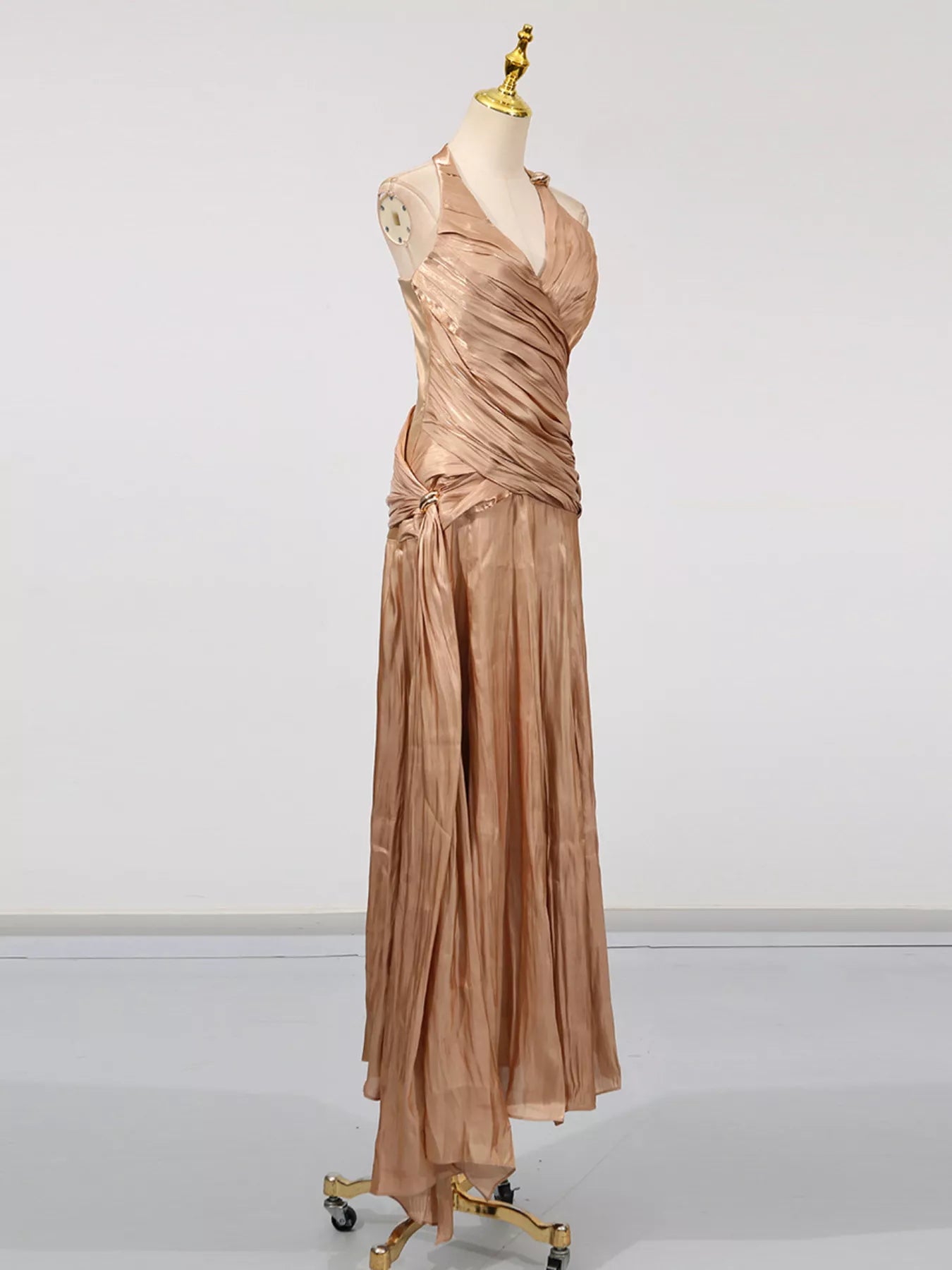 Halter Neck Ruched Maxi Dress
