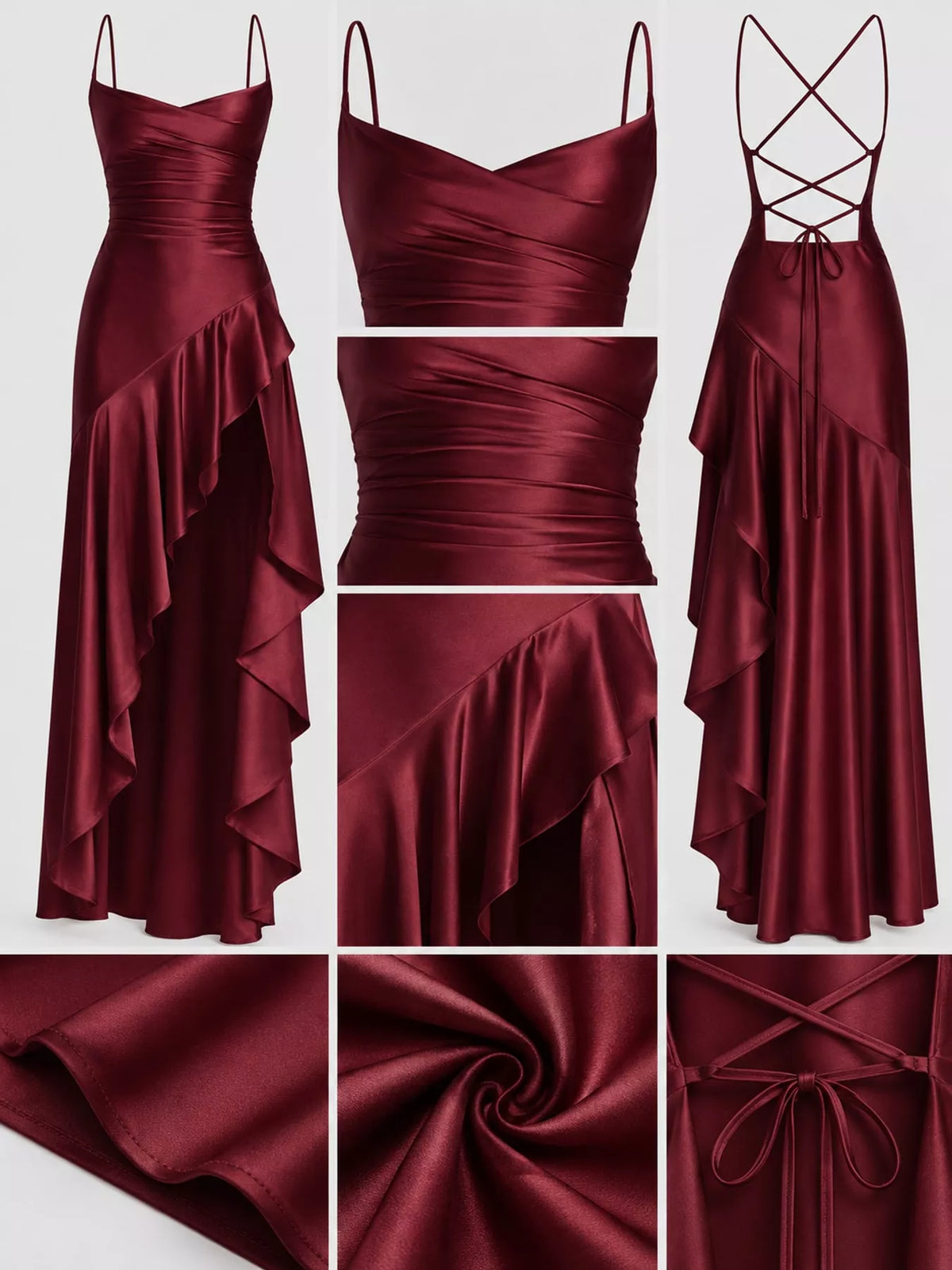 High-Low Ruffle Hem Evening Dress