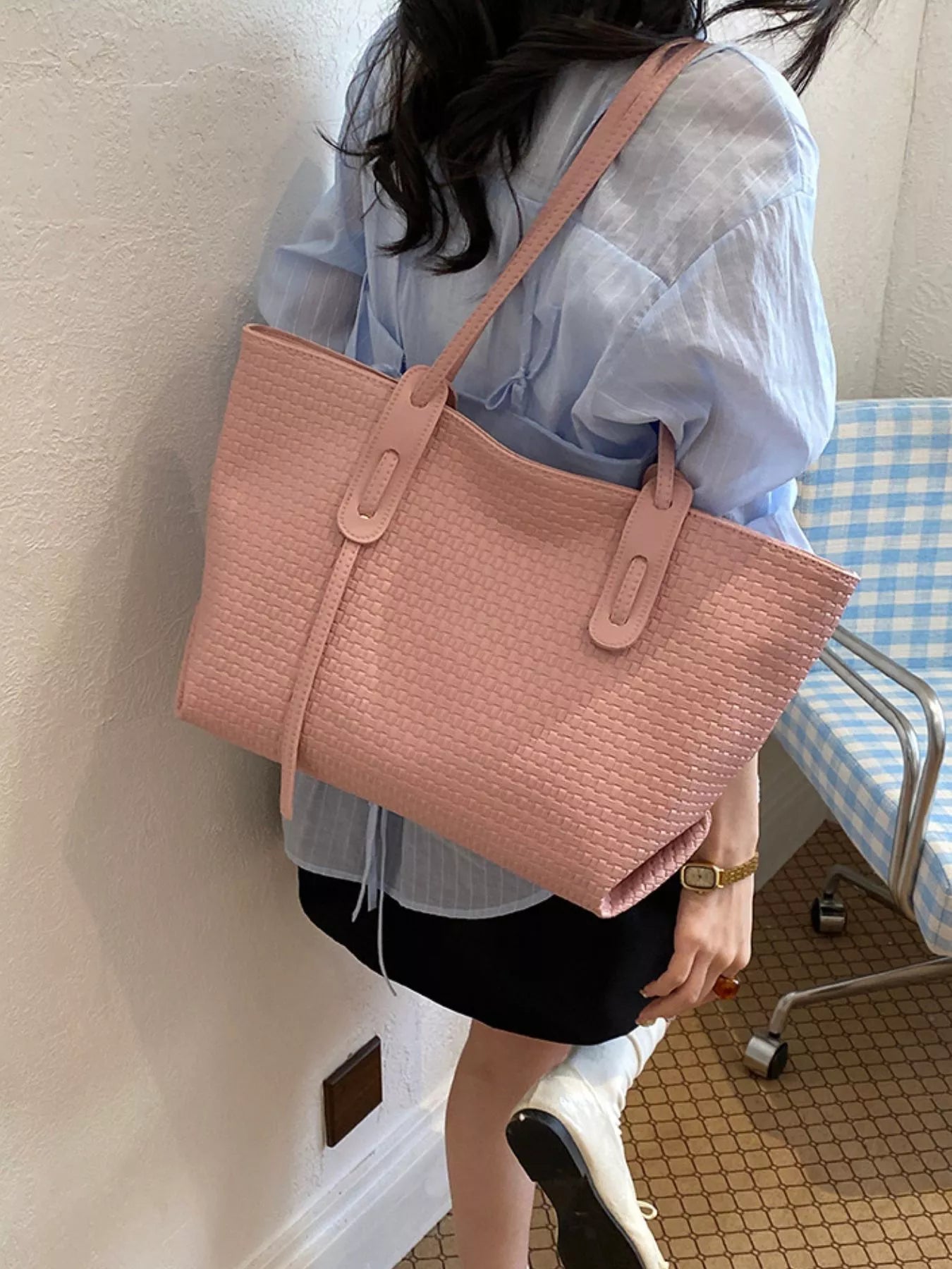 Leather Texture Tote Bag