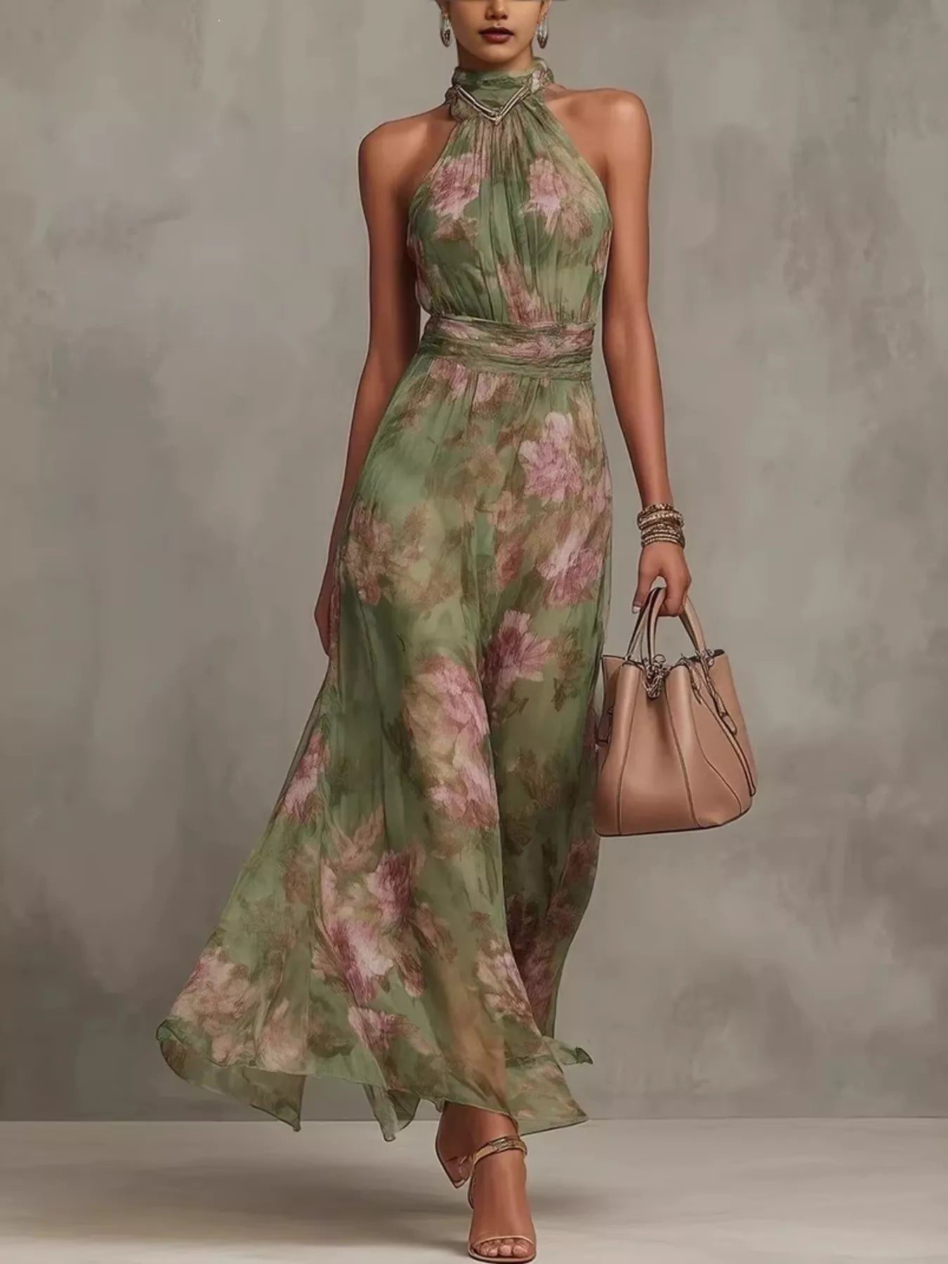Full Size Floral Print Sleeveless Maxi Dress Plus Size