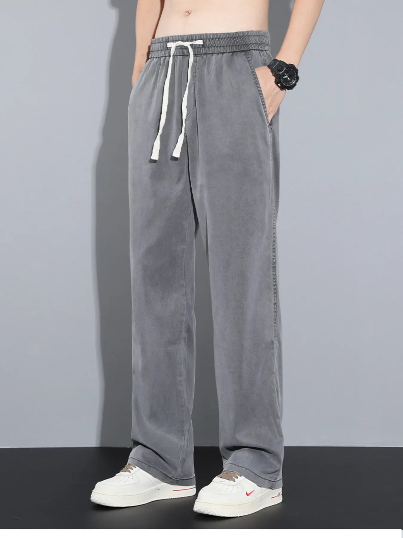 Men's Plus Size Casual Wide Leg Drawstring Pants