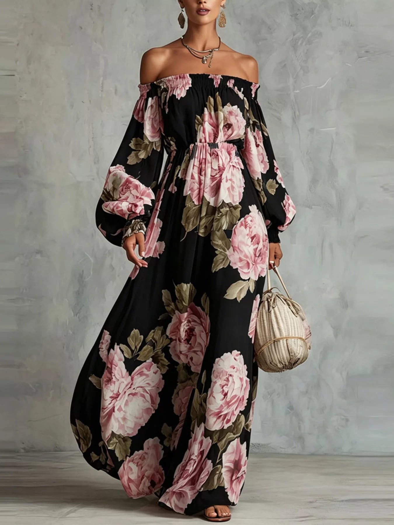 Floral Off Shoulder Maxi Dress