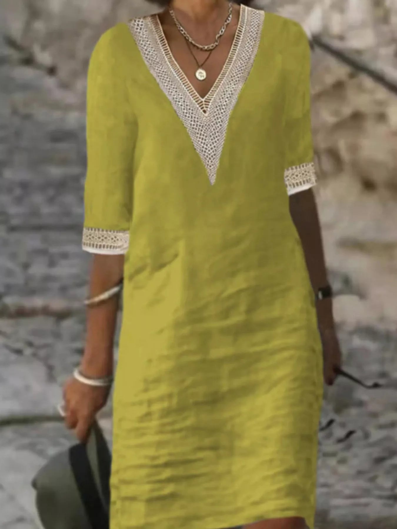 Full Size V-Neck Half Sleeve Dress Plus Size