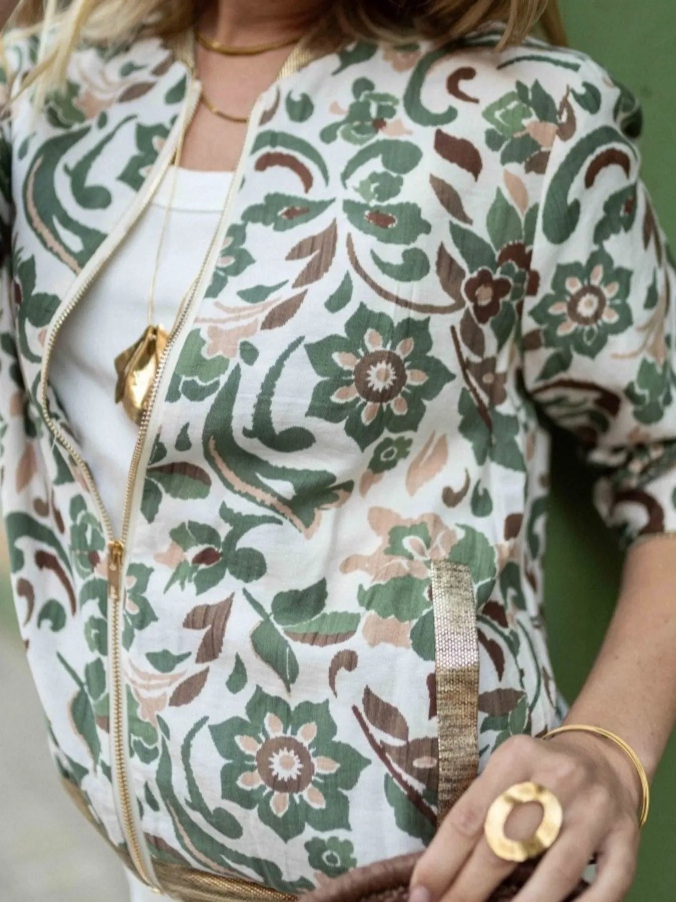 Floral Print Zip Up Jacket