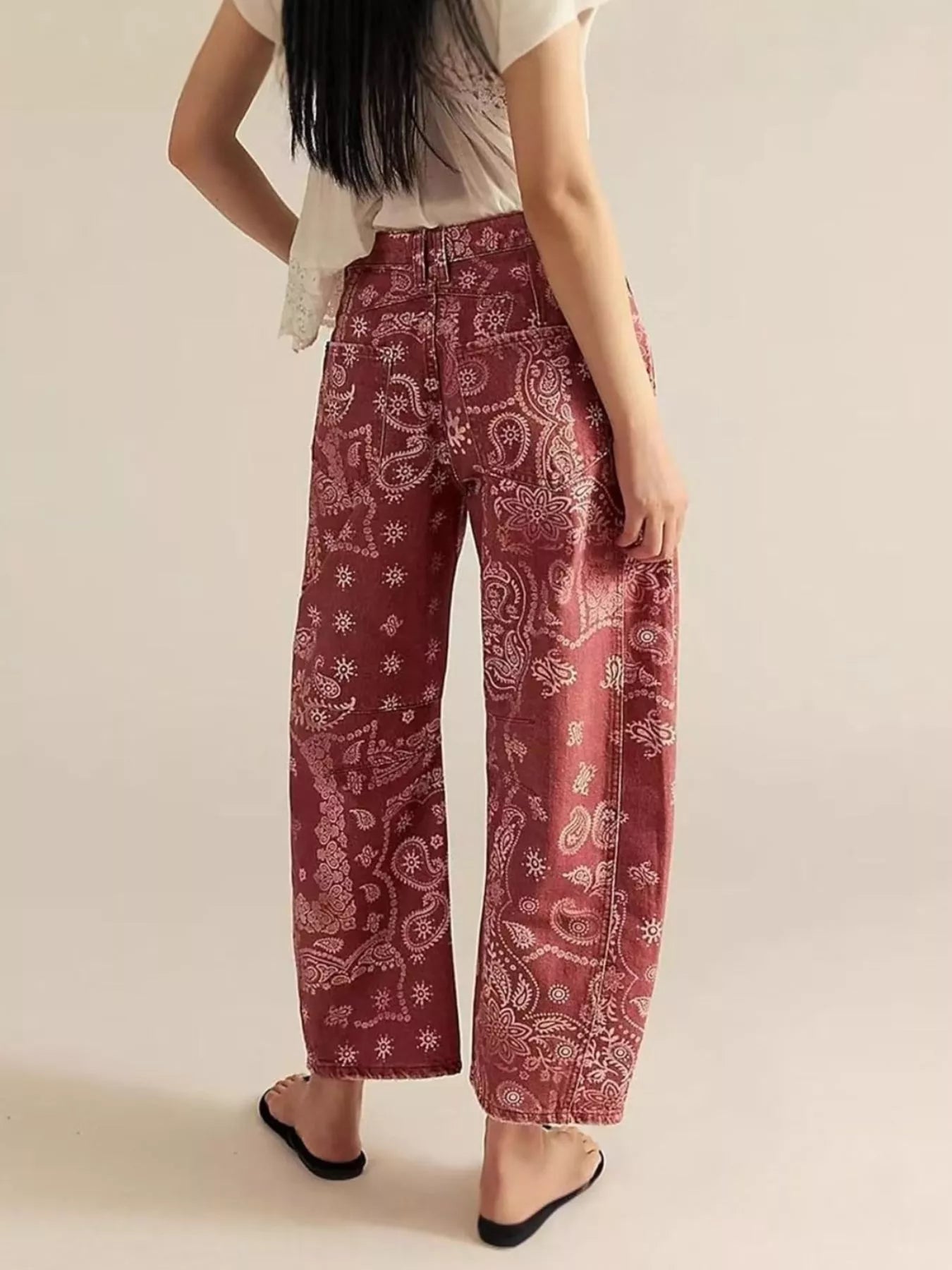 Printed Wide-Leg Jeans