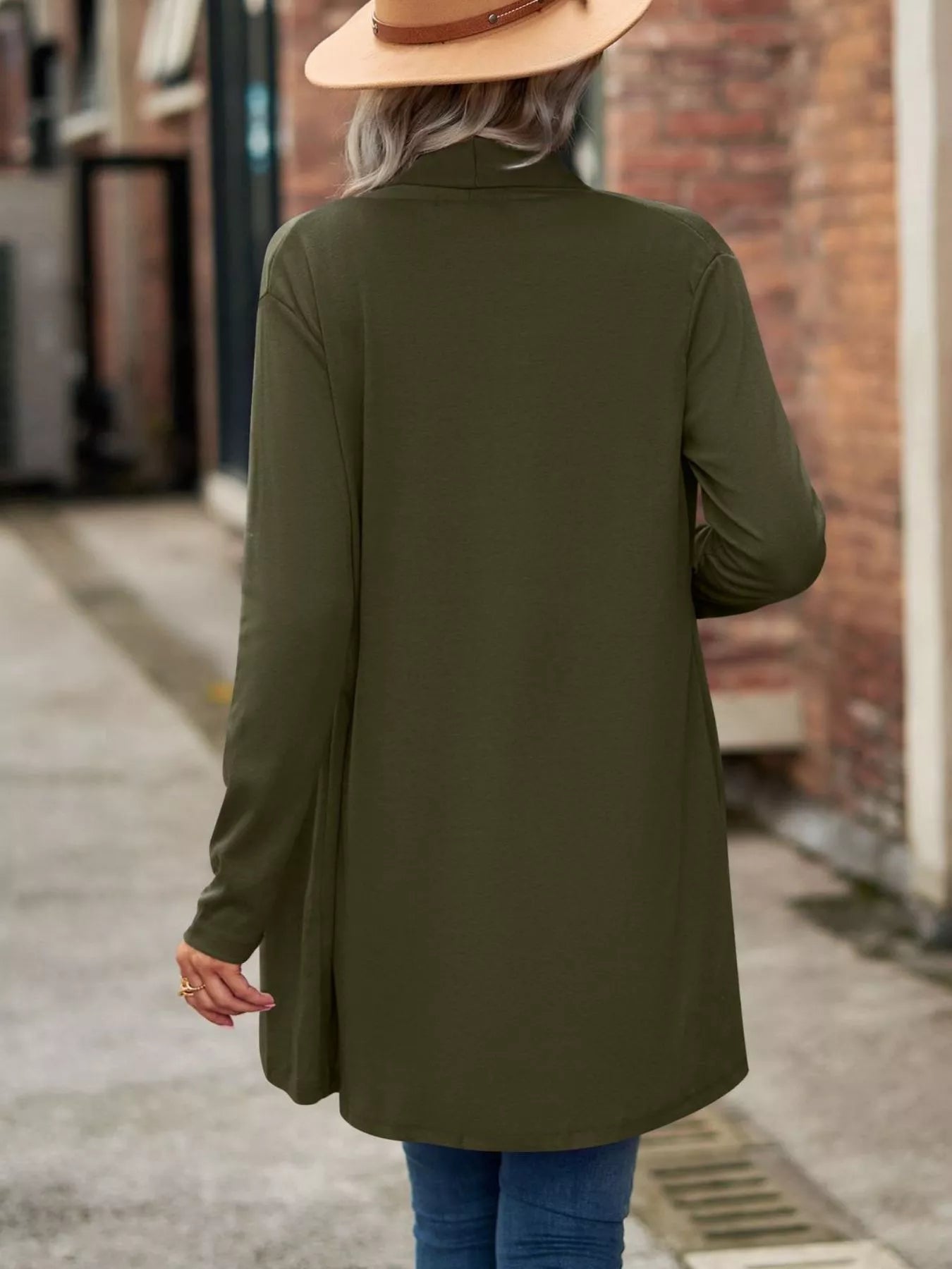 Open-Front Dropped Shoulder Cardigan
