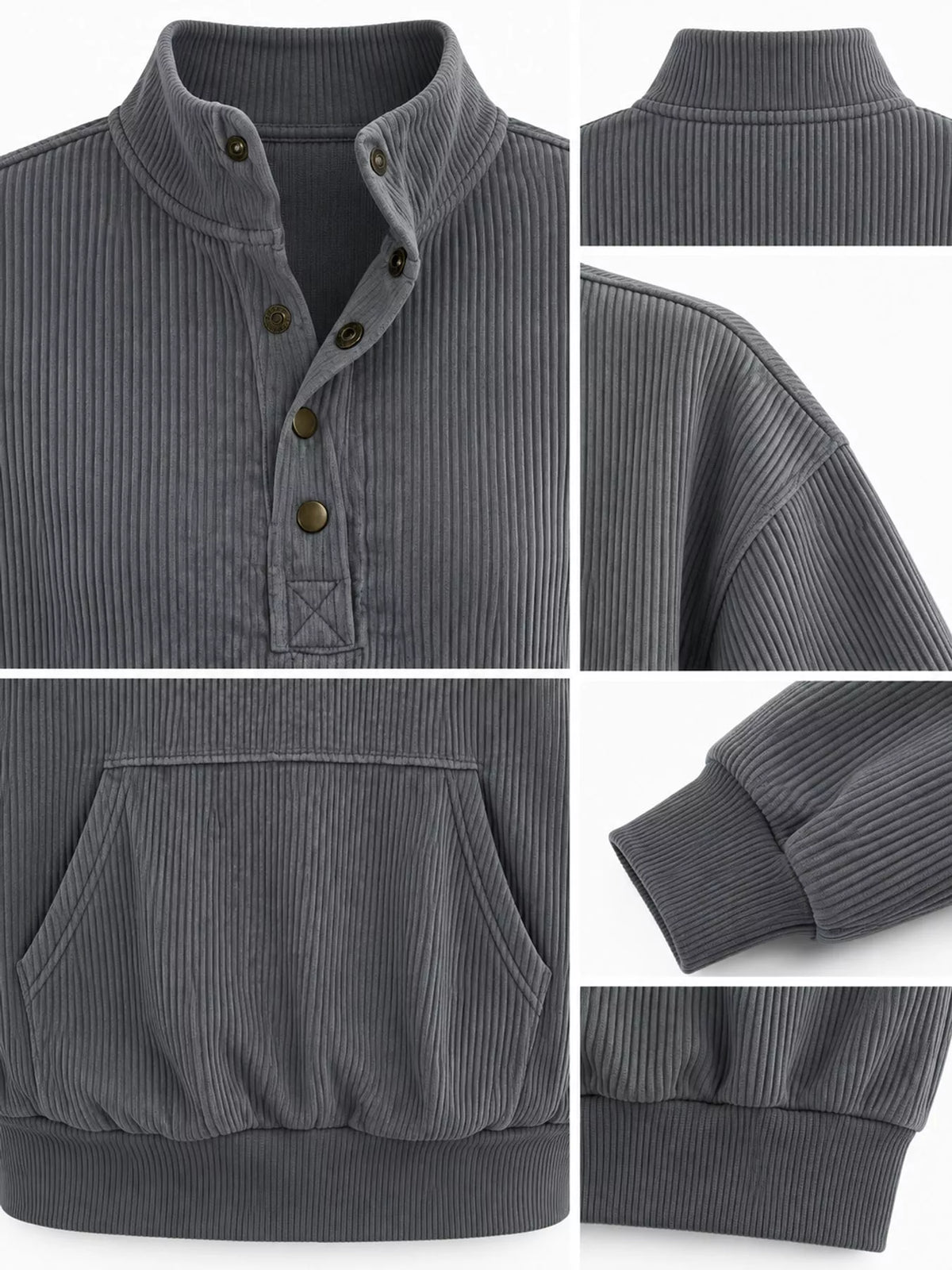 Full Size Quarter-Snap Sweatshirt with Kangaroo Pocket Plus Size