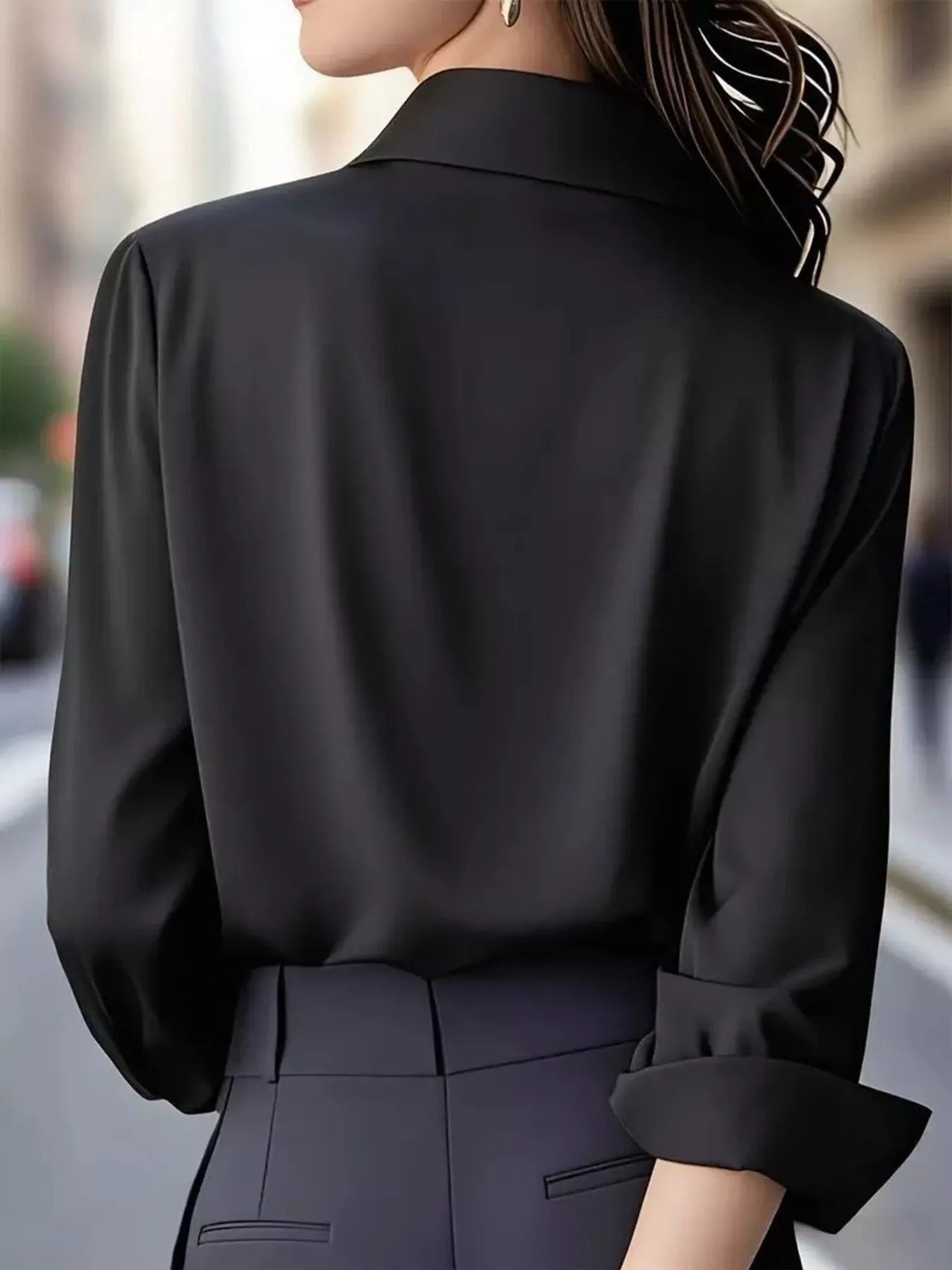 Button Down Collared Neck Long Sleeve Shirt
