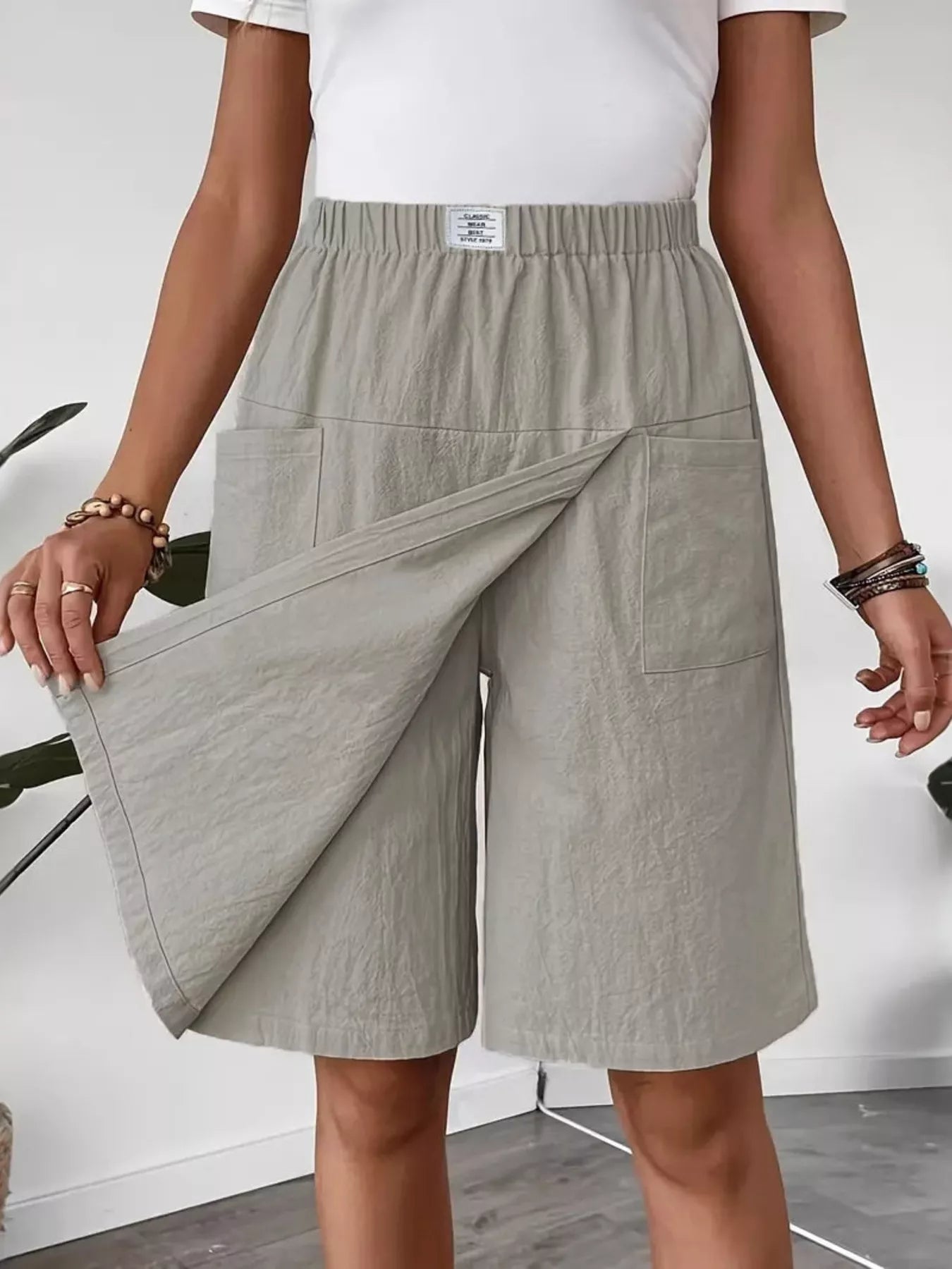 Elastic Waist Wrap Skort