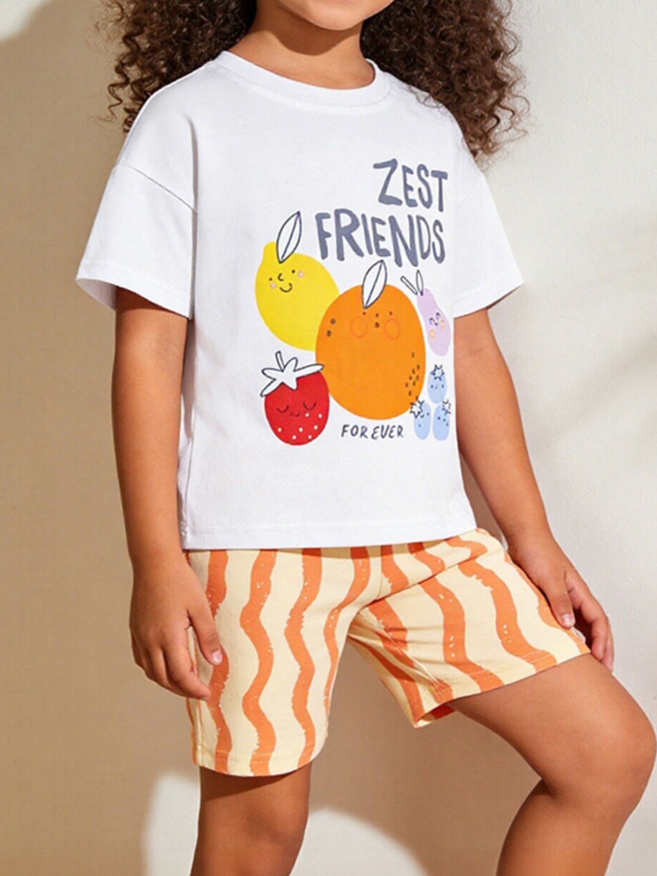 Children's Graphic Tee & Striped Shorts Set