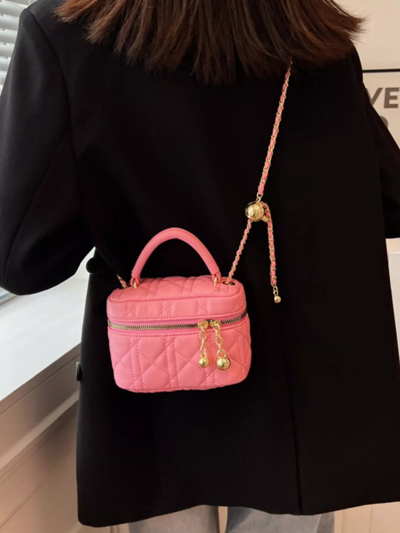 Quilted Top Handle Crossbody Bag