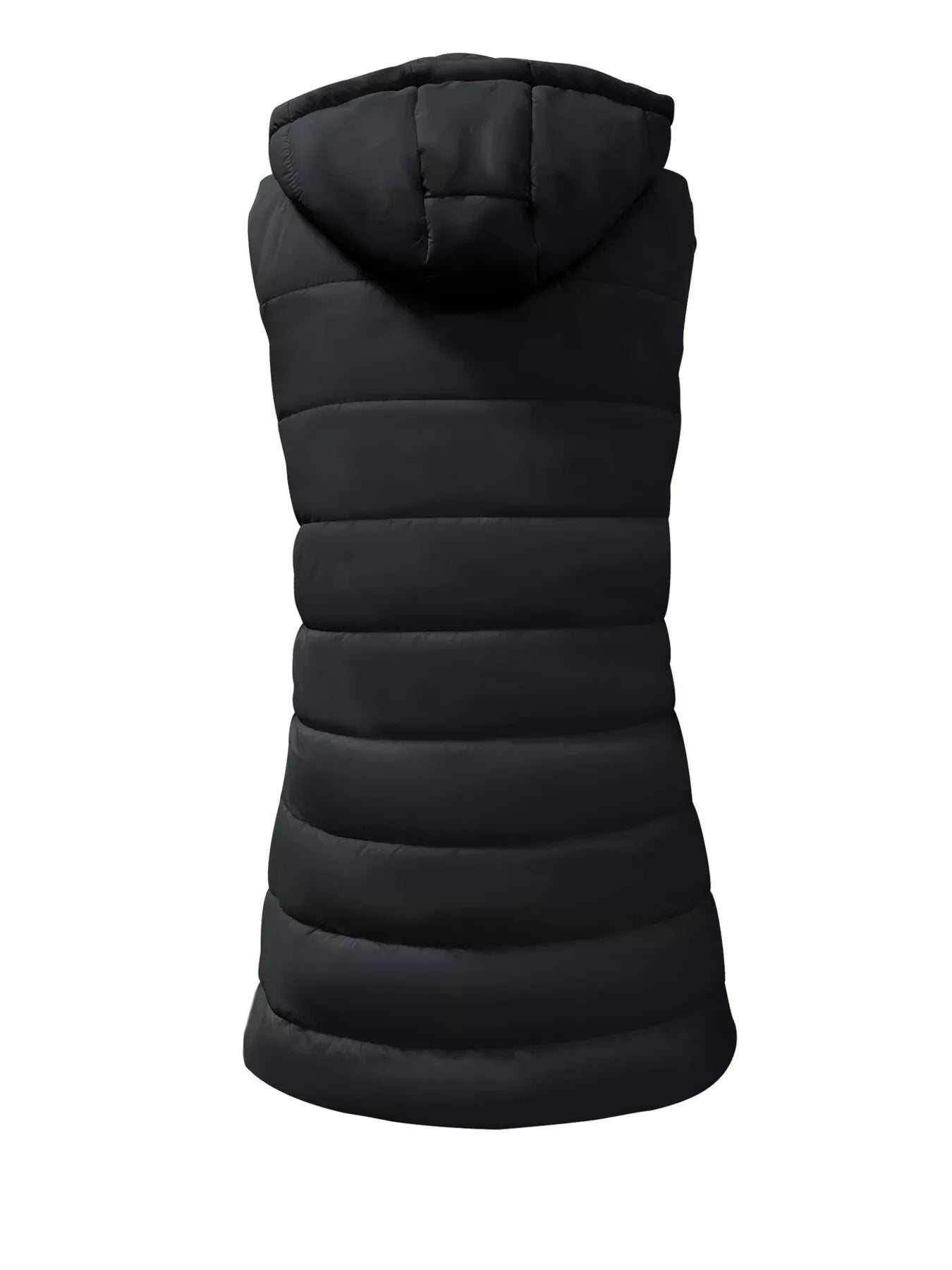 Zip Up Longline Hooded Puffer Vest Coat