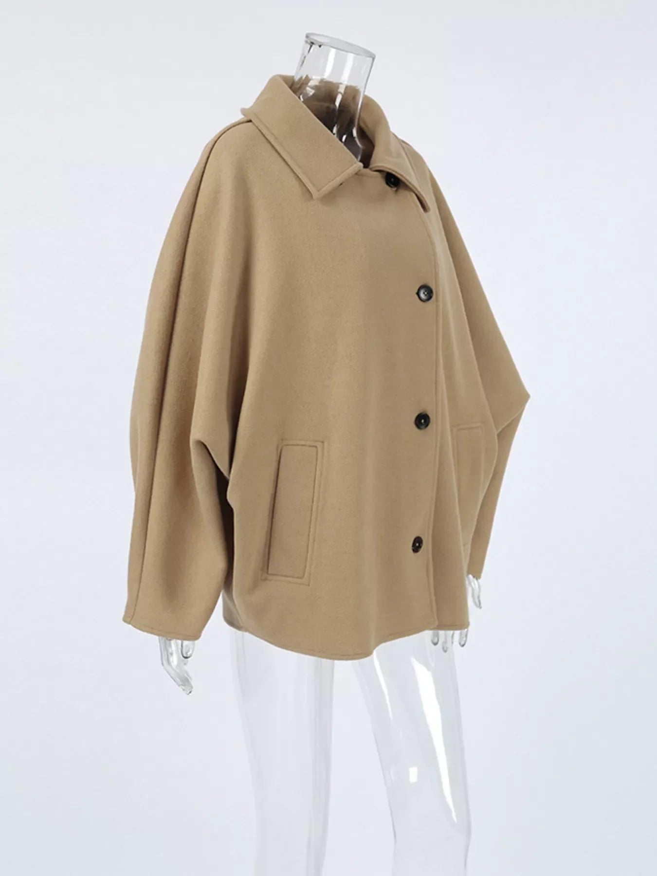Oversized Lapel Collar Button-Down Coat