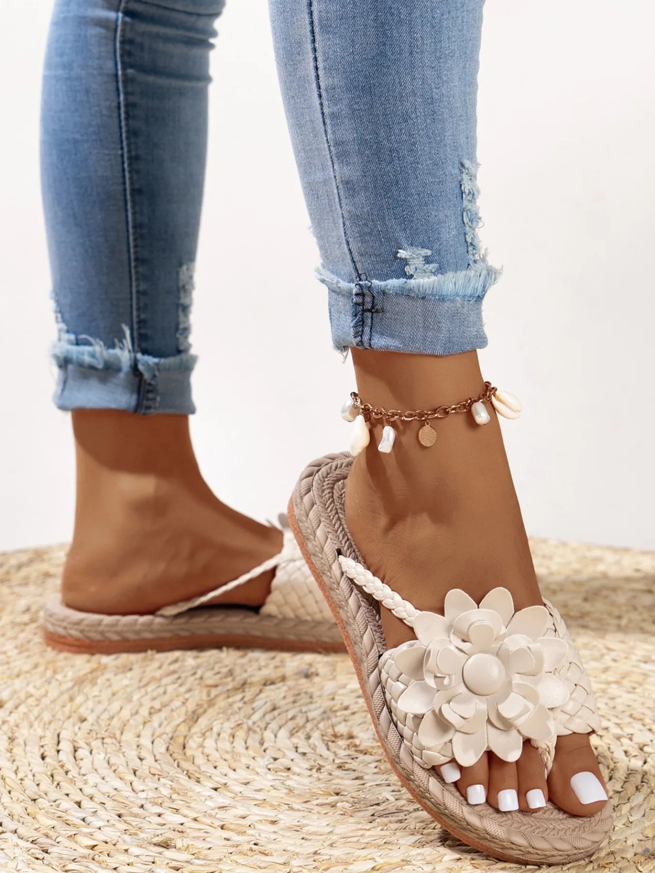 Floral Embellished Comfort Slide Sandals