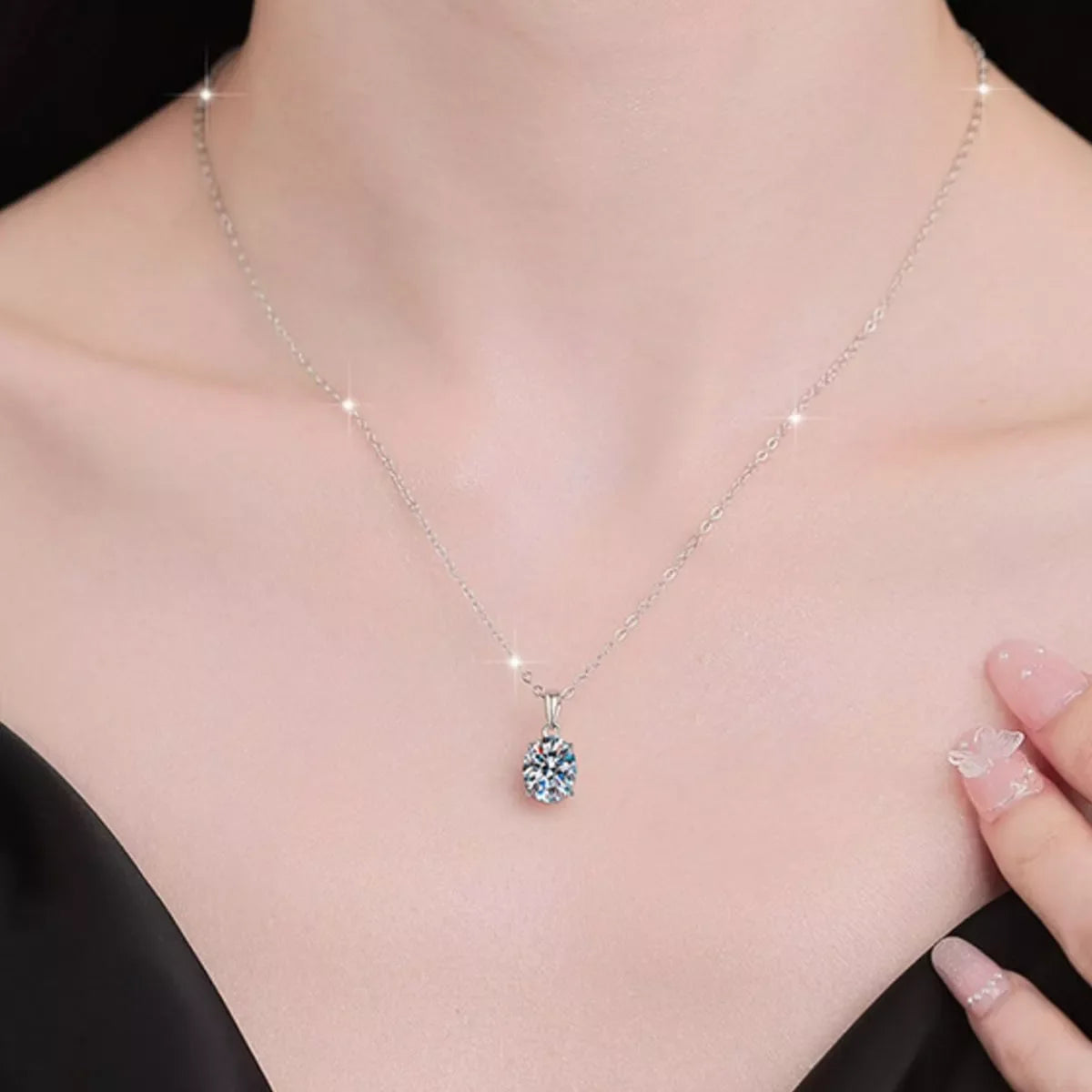2 Carat Moissanite 925 Sterling Silver Necklace