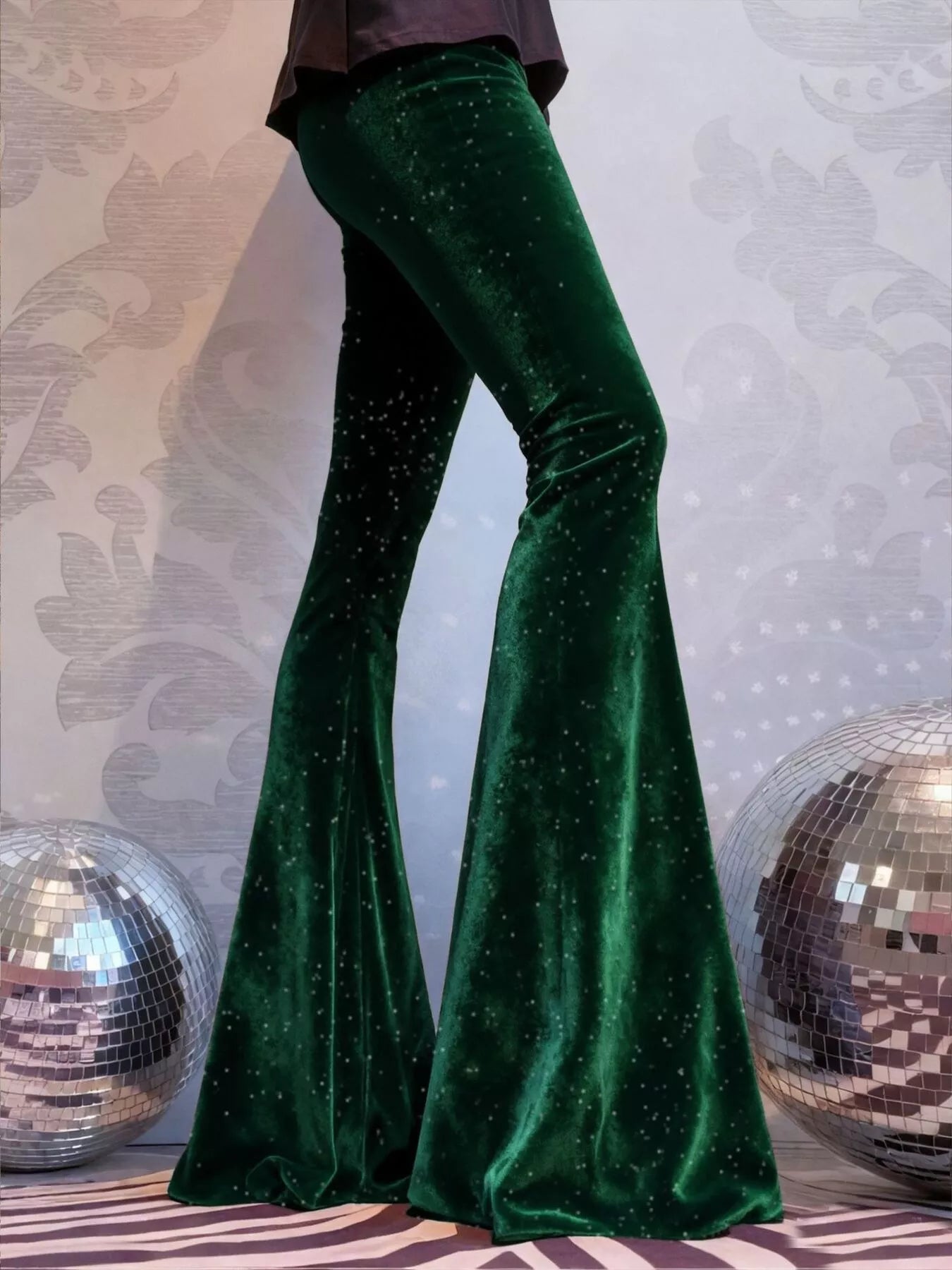Velvet High Waist Flared Pants