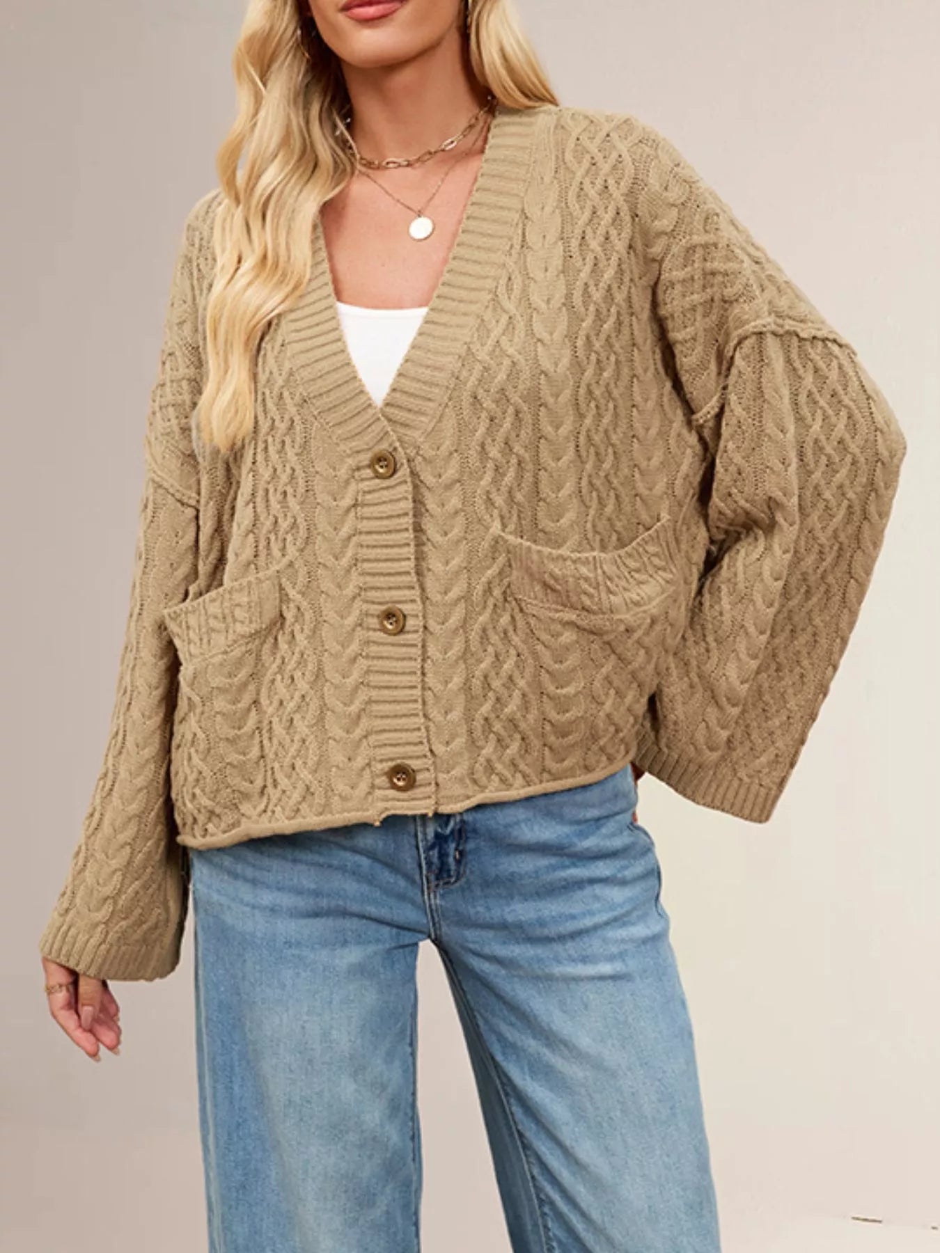 Cozy Cable Knit Cardigan with Pockets