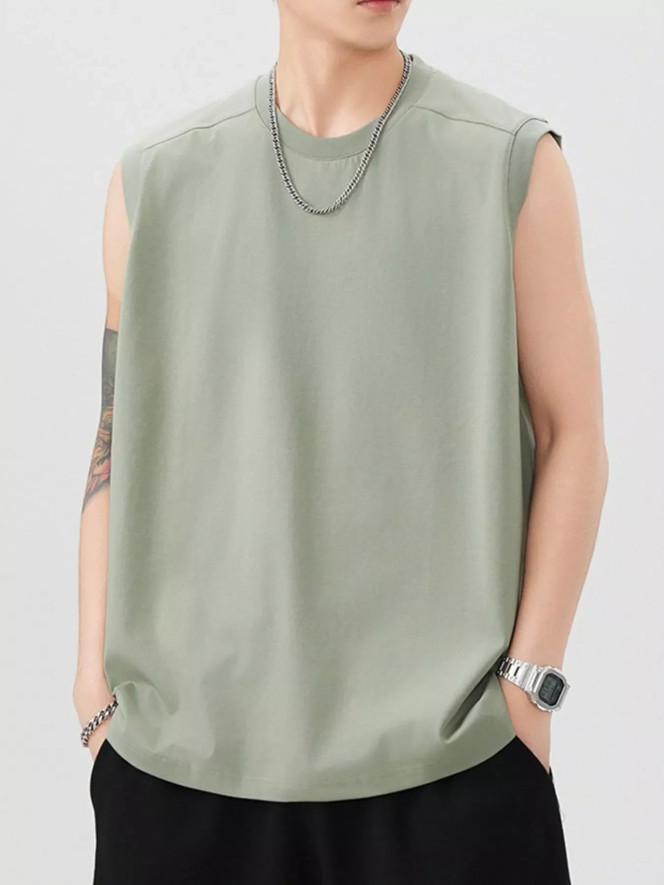 Men's Plus Size Round Neck Tank