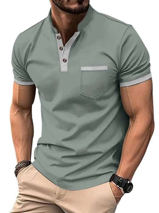 Men's Full Size Button Detail Short Sleeve Top Plus Size