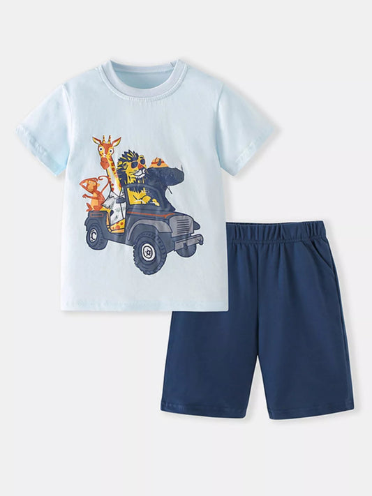 Children's Animal Graphic Tee and Shorts Set