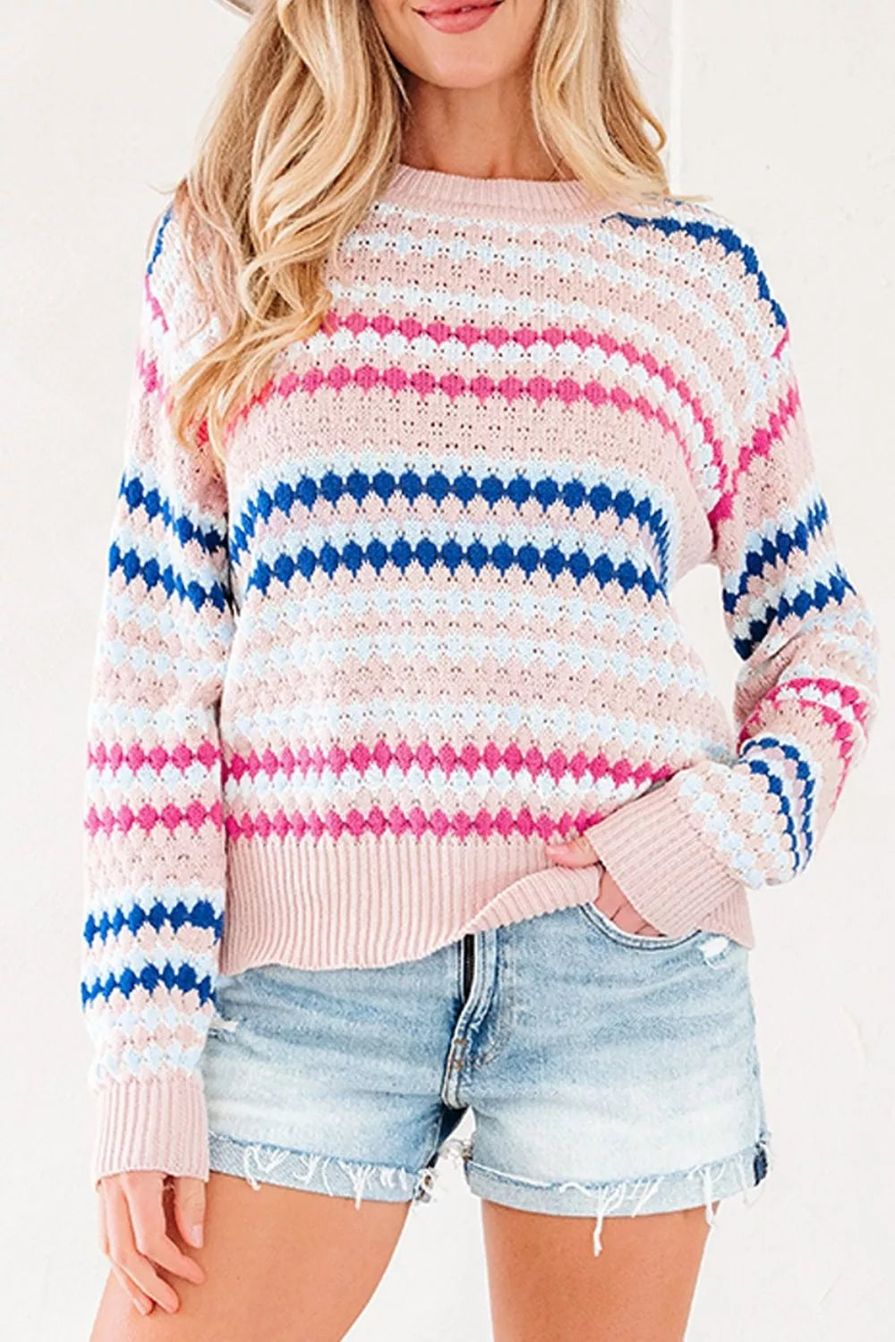 Striped Geometric Pattern Sweater