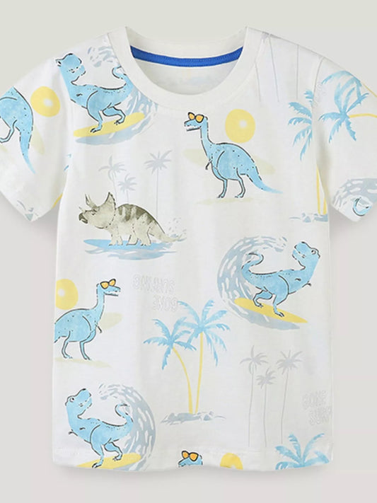 Children's Dinosaur Print Round Neck Tee