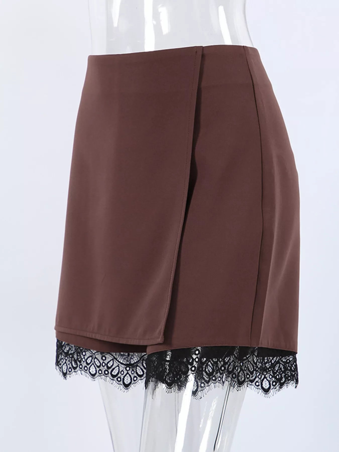 High-Waisted Lace Hem Skort
