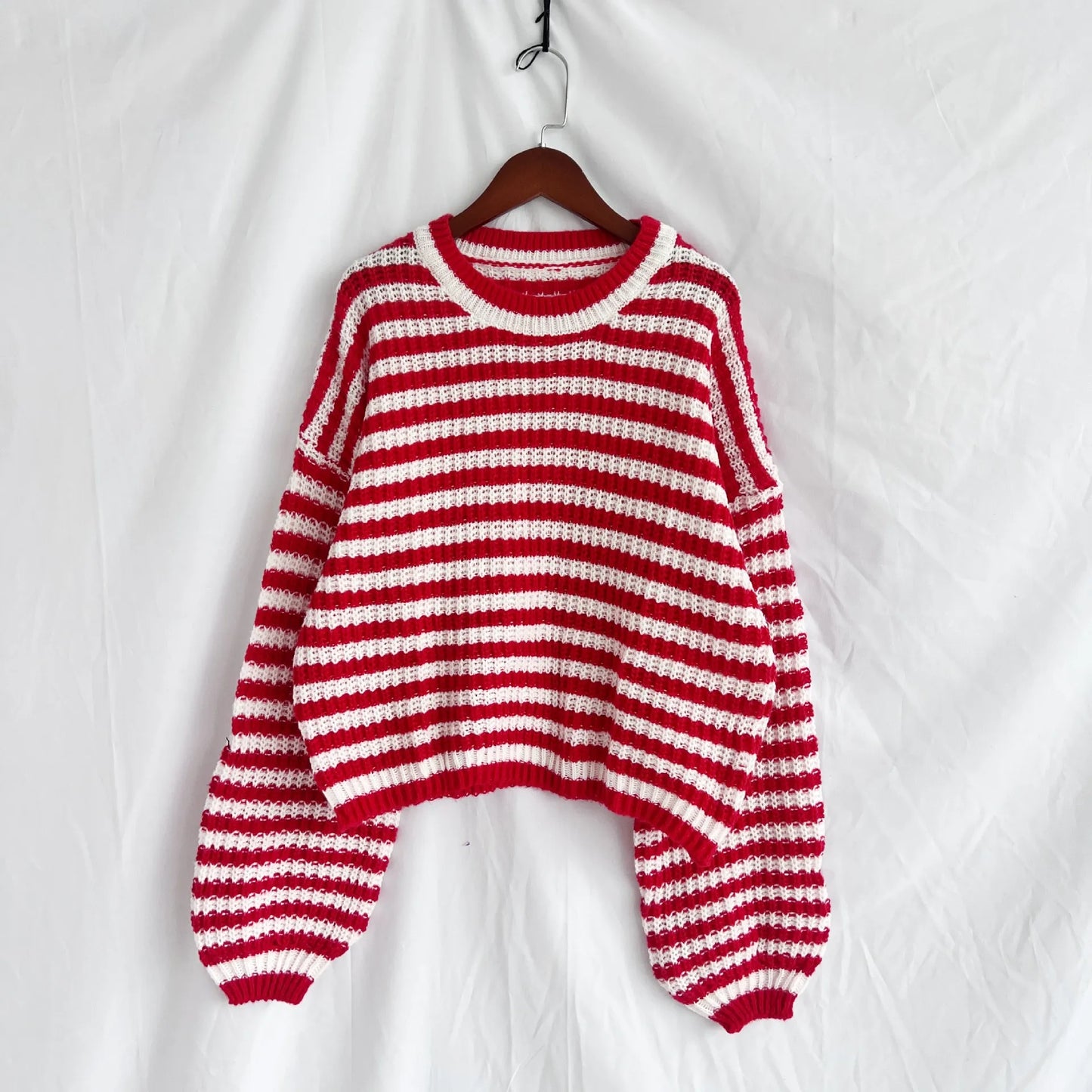 Oversized Striped Drop Shoulder Sweater