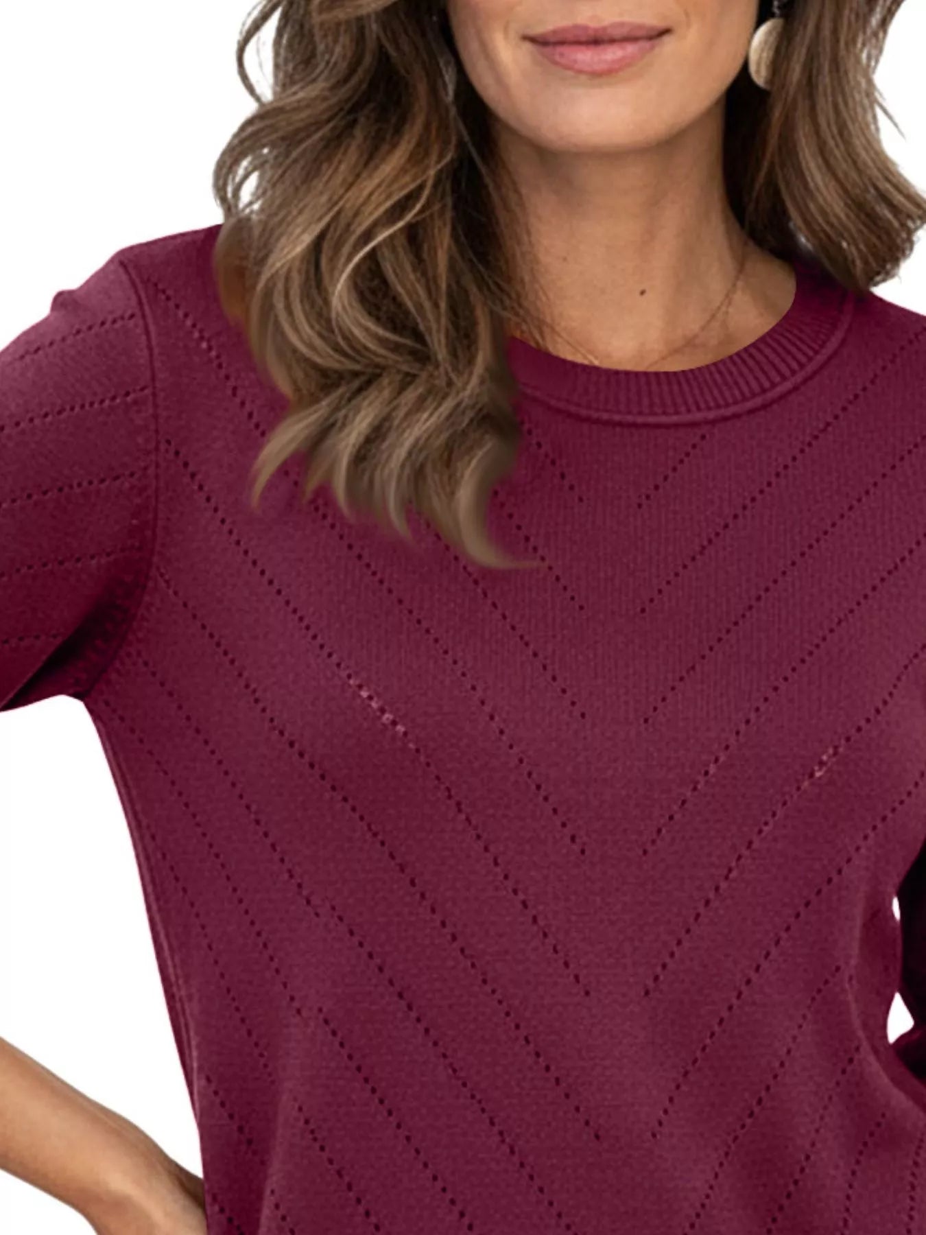 Openwork Round Neck Sweater