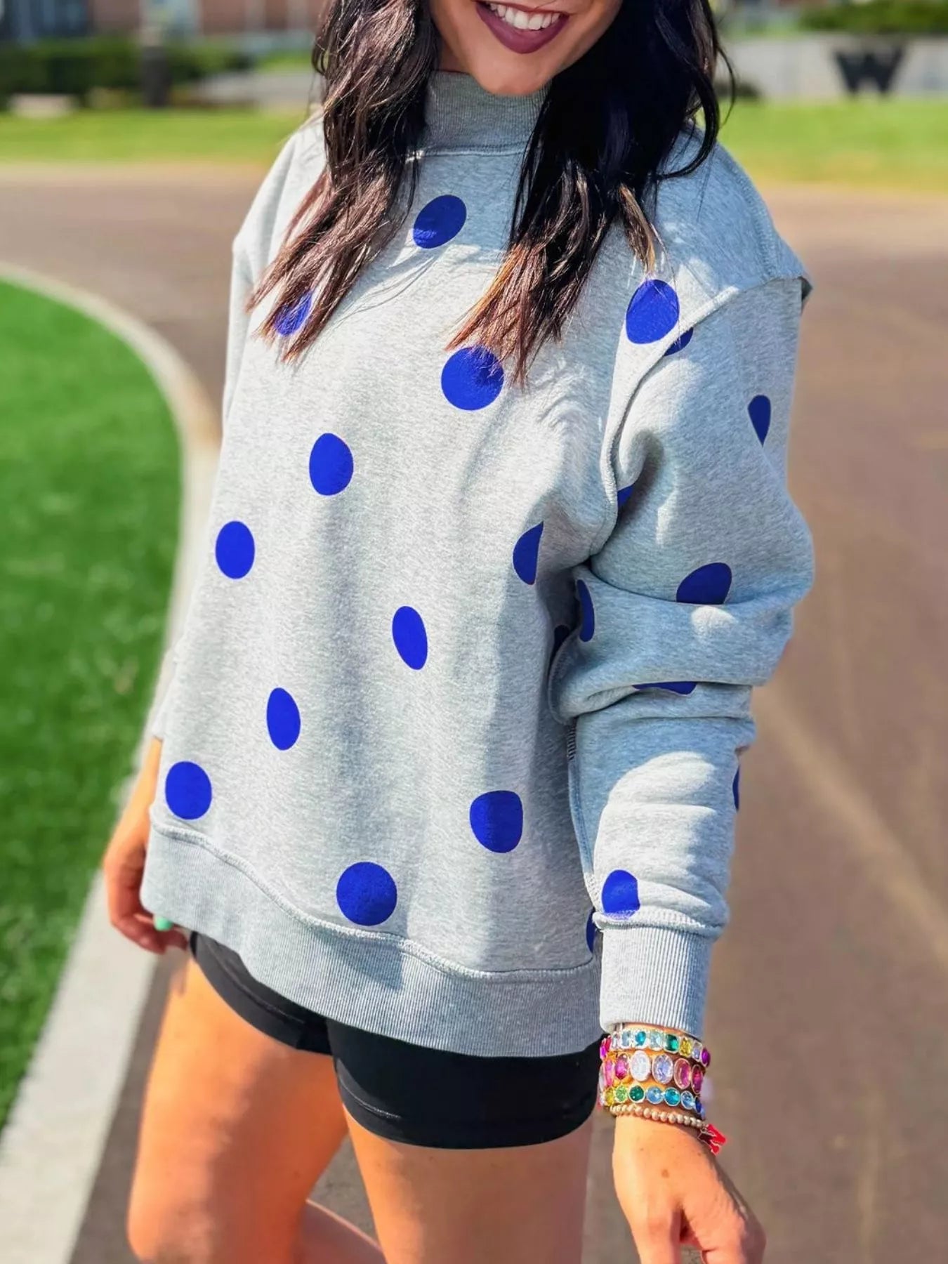 Oversized Polka Dot Crewneck Sweatshirt
