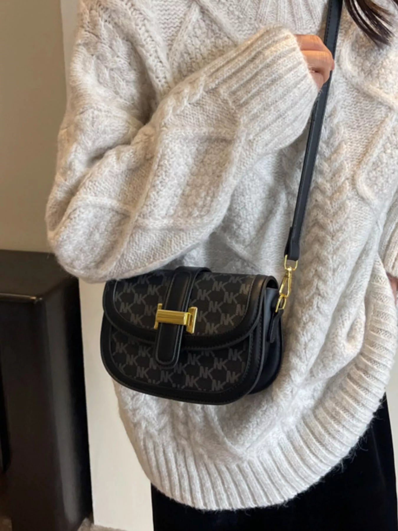 Patterned Flap Crossbody Bag