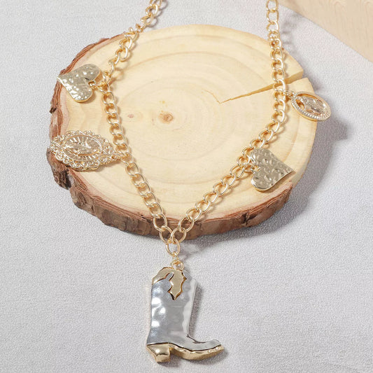18K Gold-Plated Boots Charm Necklace