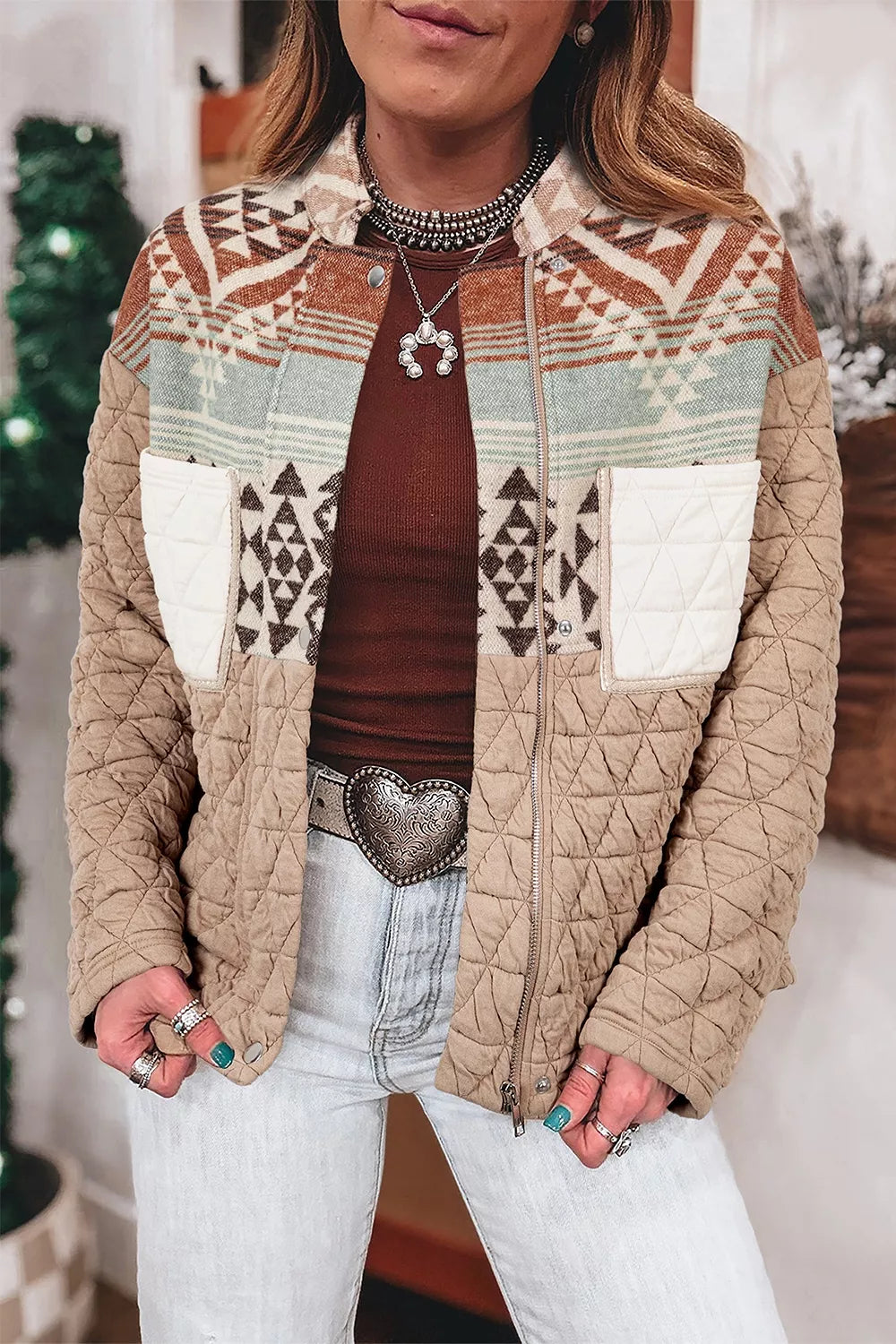 Aztec Quilted Patchwork Western Jacket