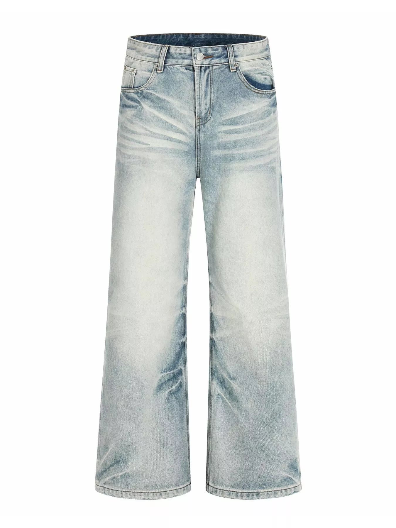 Men's Full Size Vintage Wash Wide Leg Jeans Plus Size