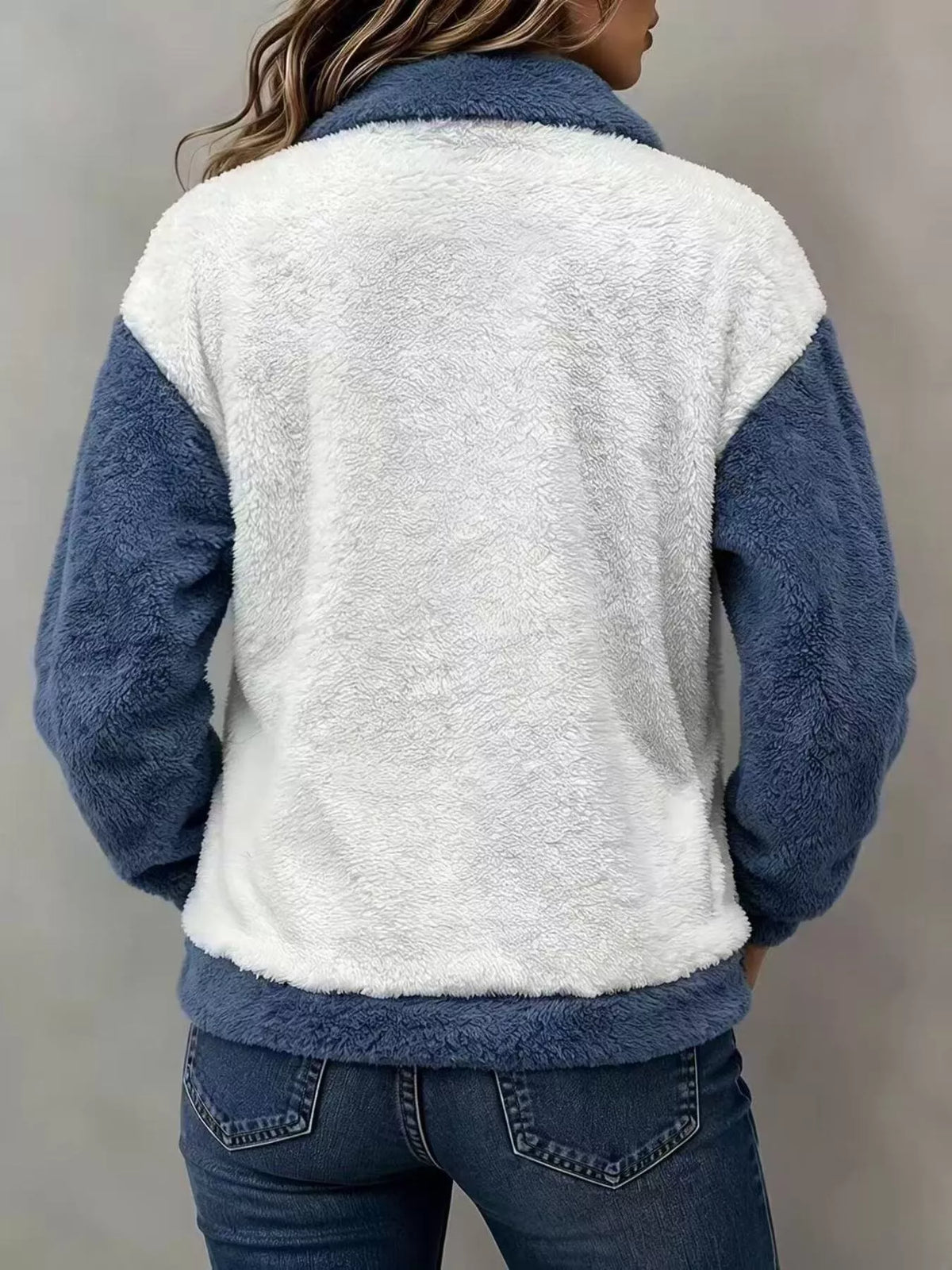 Color-Block Fuzzy Sweatshirt