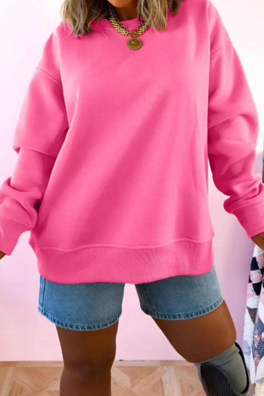Slogan Print Round Neck Long Sleeve Sweatshirt