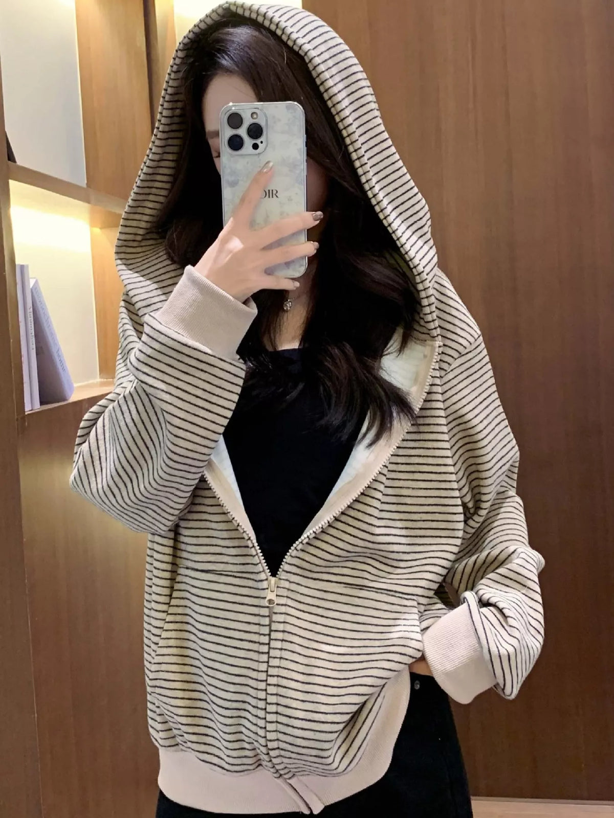 Striped Zip-Up Hoodie