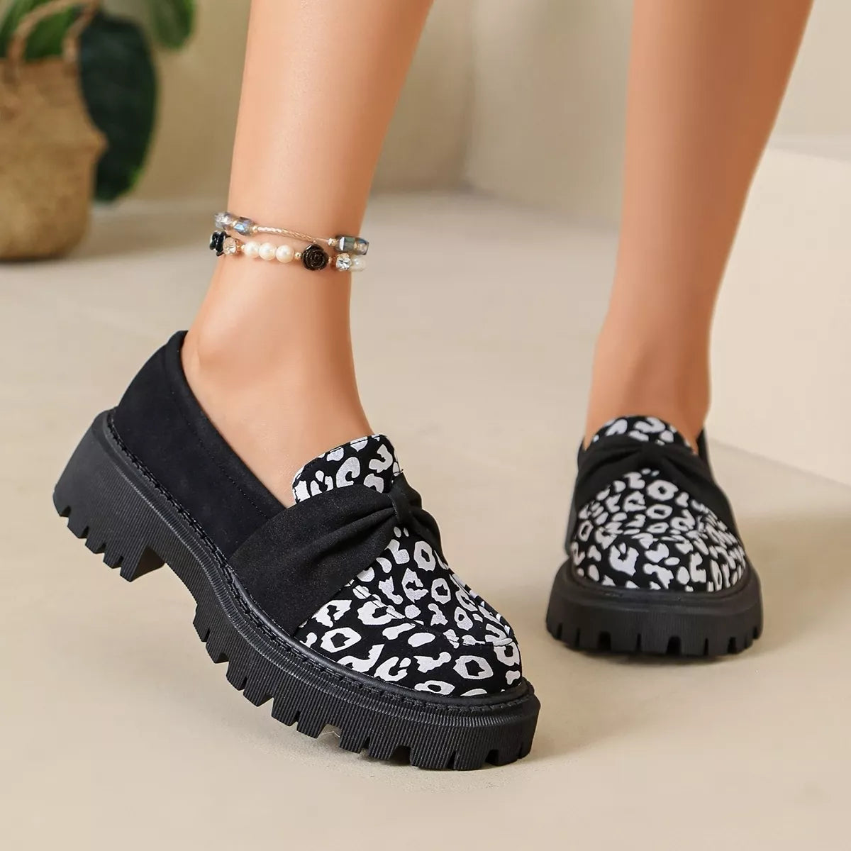 Leopard Round Toe Loafers