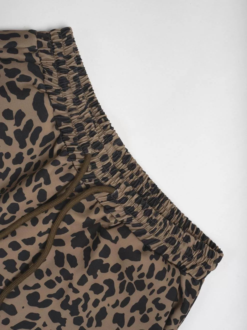 Leopard Drawstring Wide Leg Pants