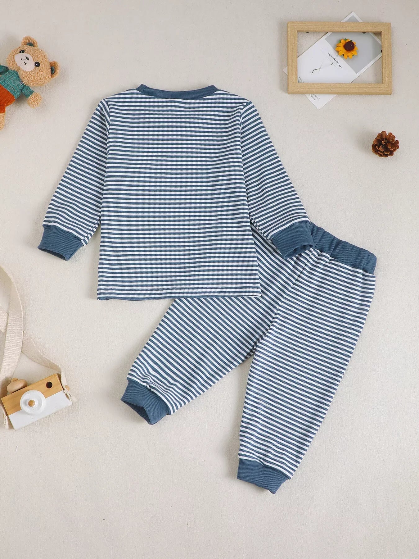 Children's Bear Striped Top and Pants Set