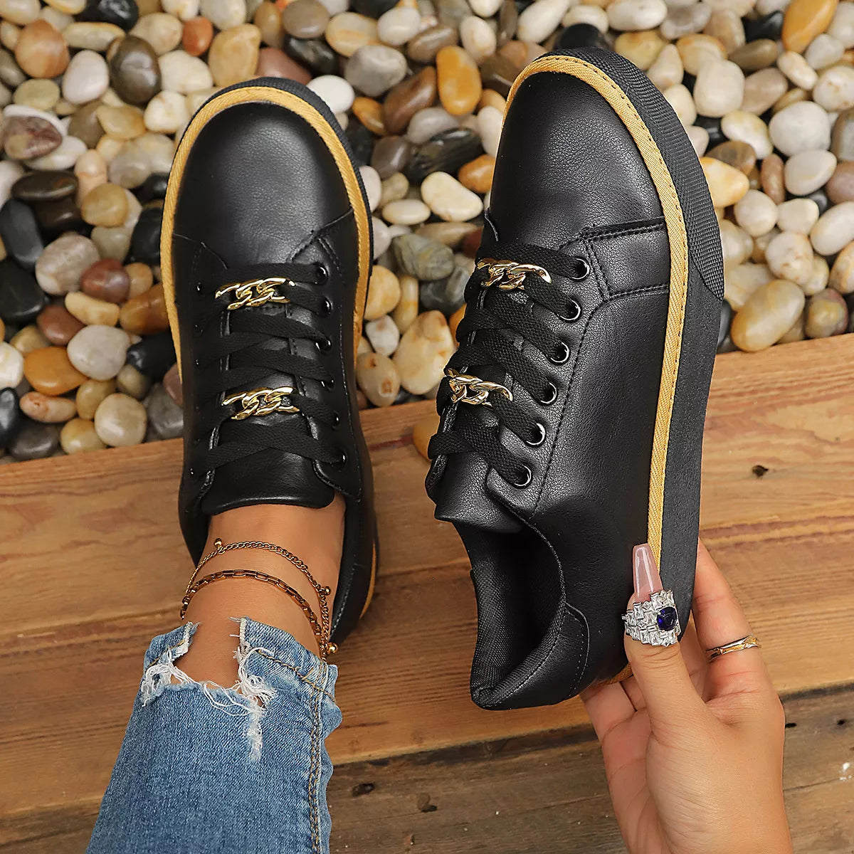 Round Toe Platform Sneakers