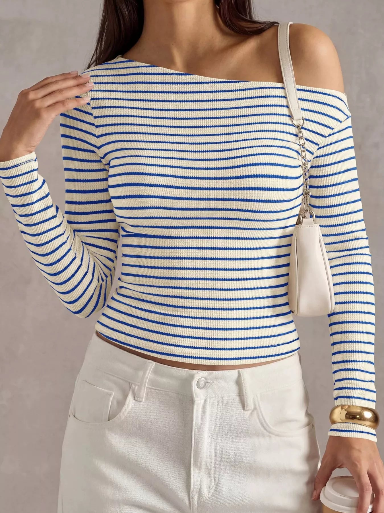Striped Ribbed Long Sleeve T-Shirt