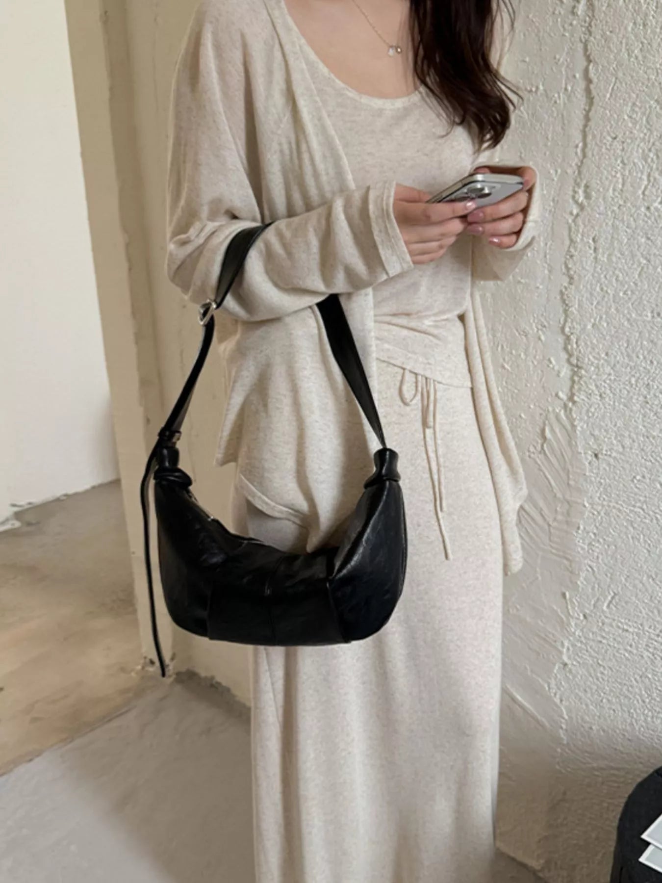 Croissant Leather Shoulder Bag