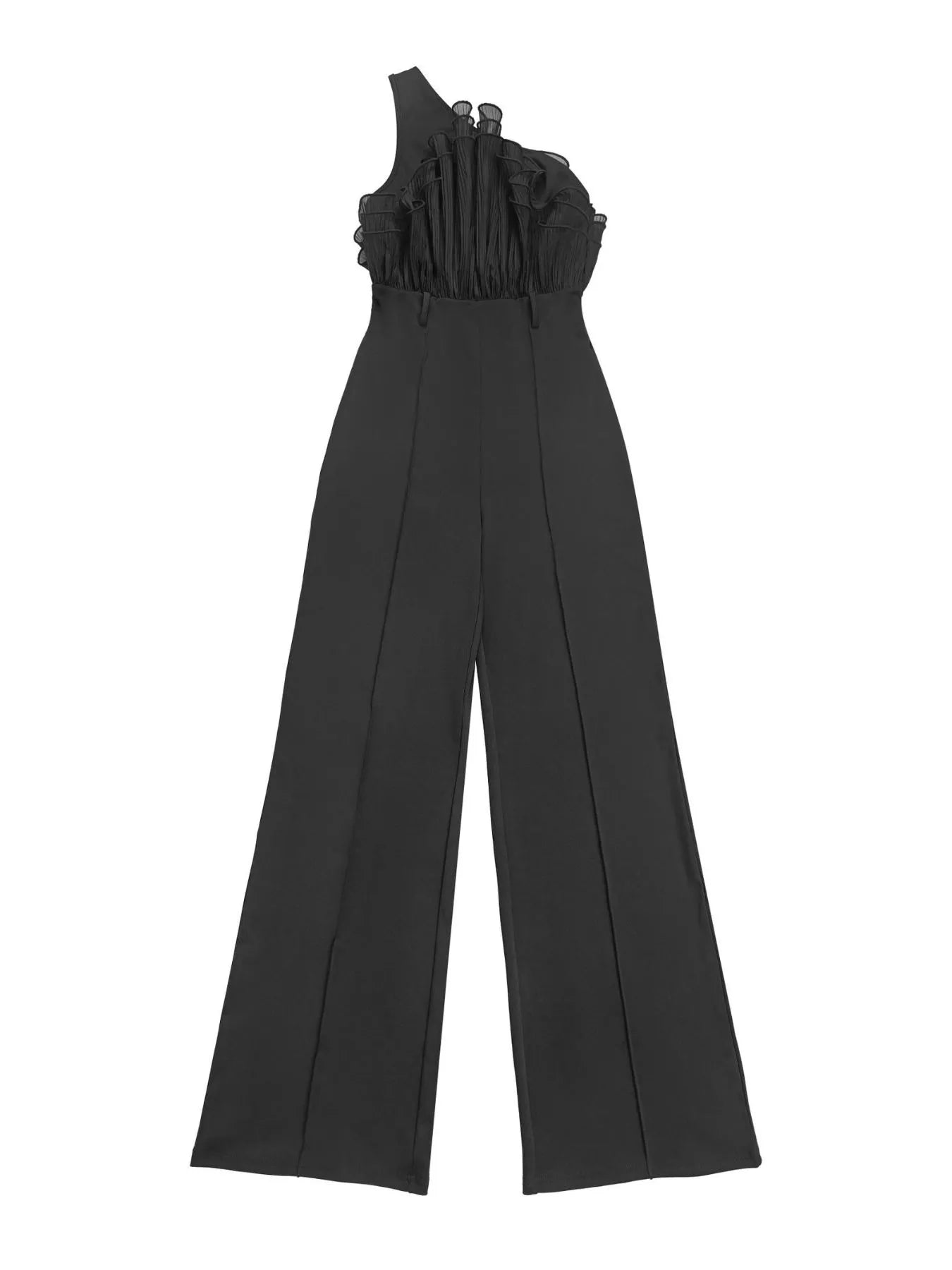 One-Shoulder Ruffled Wide-Leg Jumpsuit