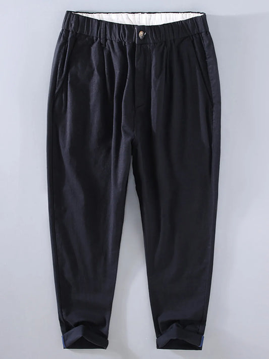 Men's Plus Size Casual Elastic Waist Cropped Pants