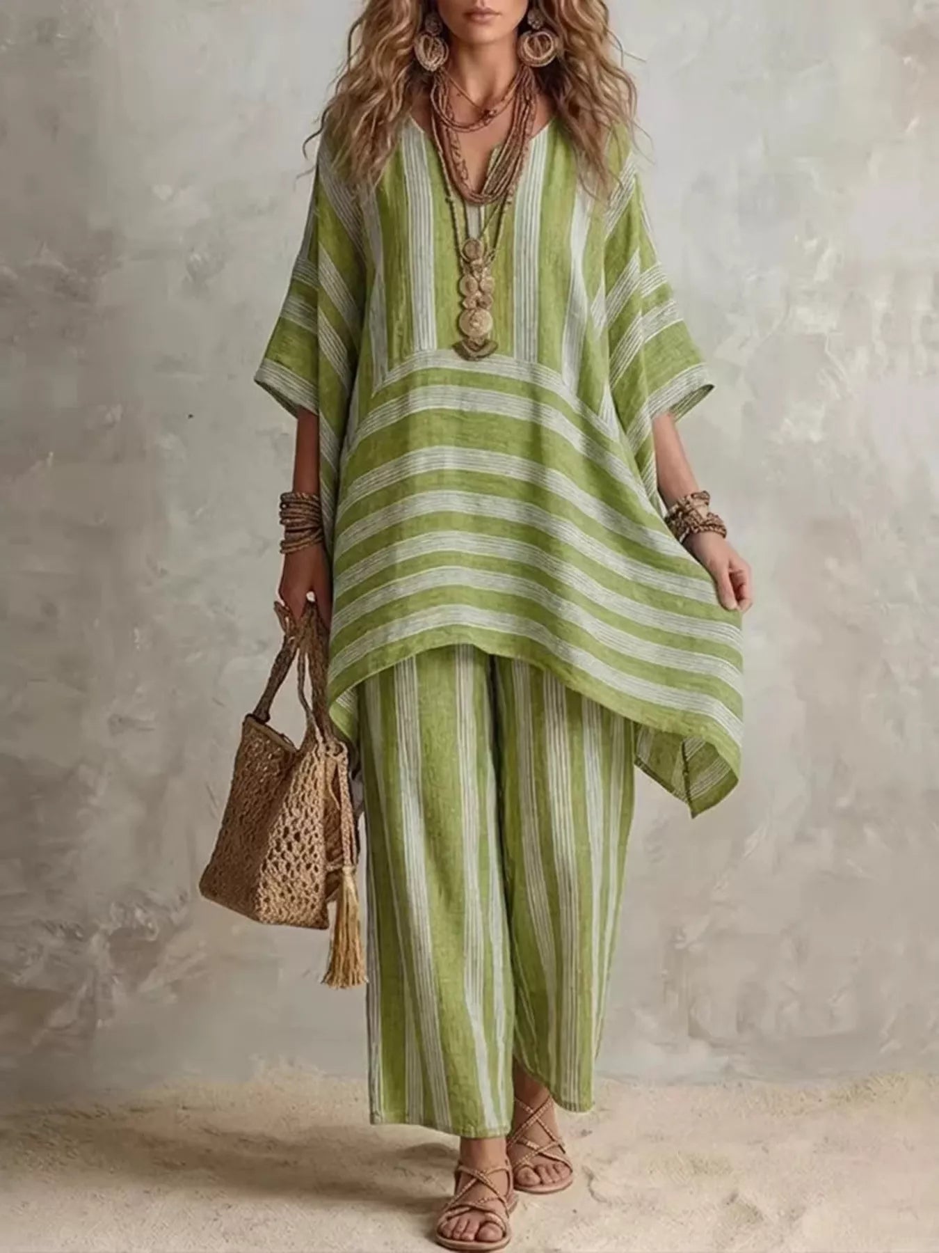 Bohemian Stripe Top and Pants Set
