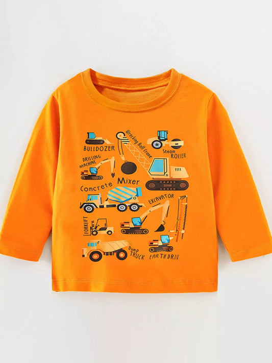 Children's Construction Vehicle Long Sleeve T-Shirt