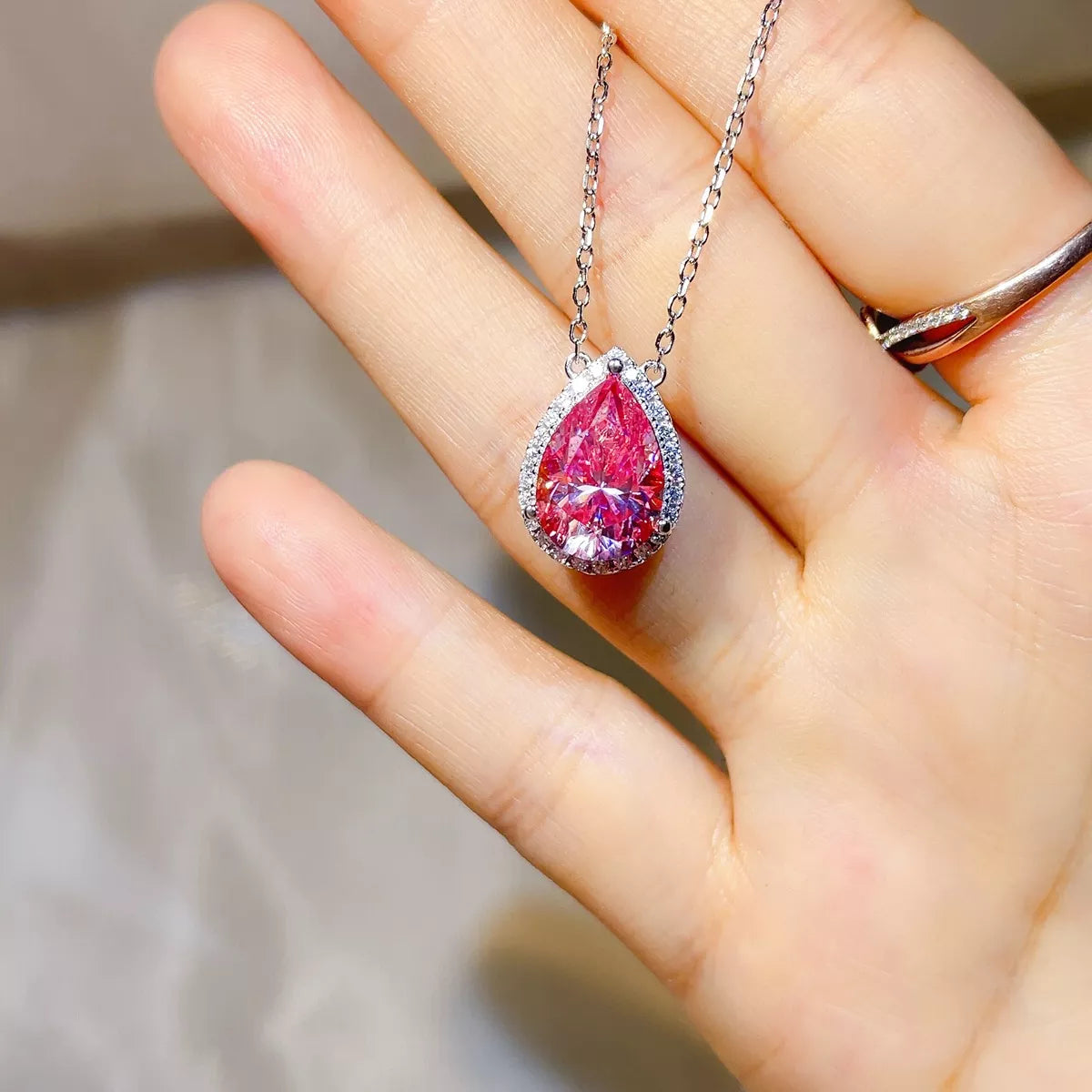 5 Carat 925 Sterling Silver Moissanite Pendant Necklace