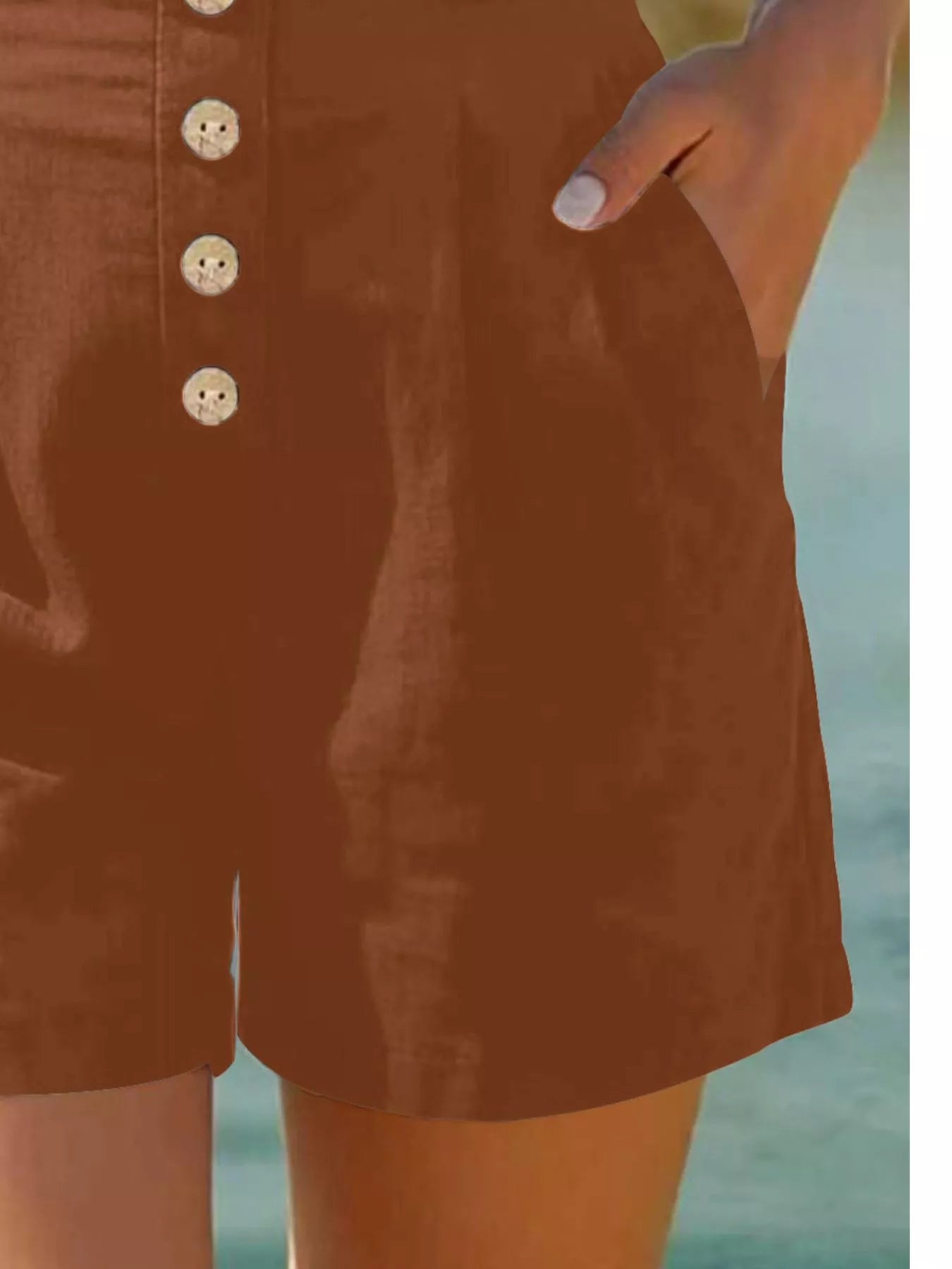 Button Fly High Waist Shorts